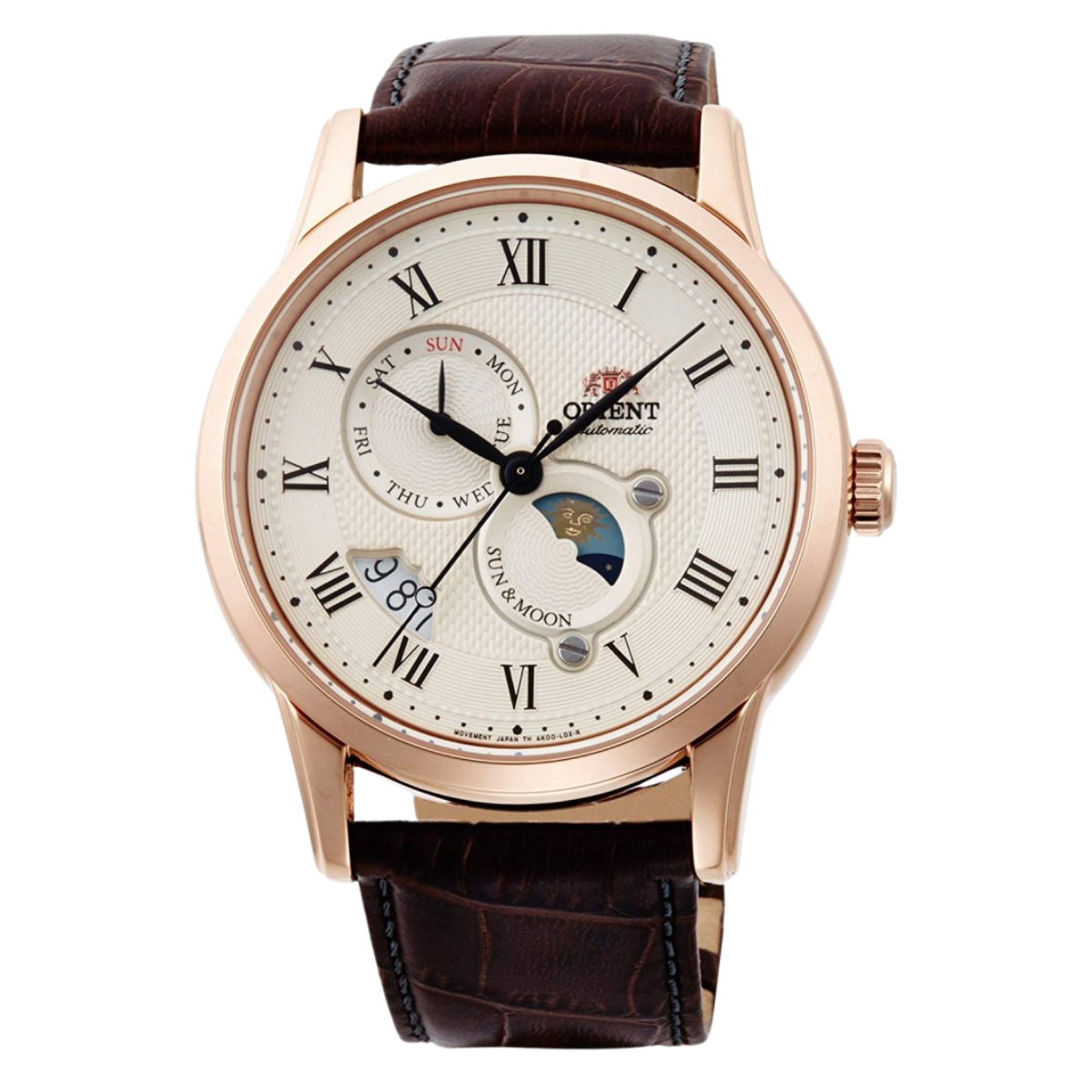 Orient RN-AK0001S Classic Sun & Moon White Dial Leather Mens Dress