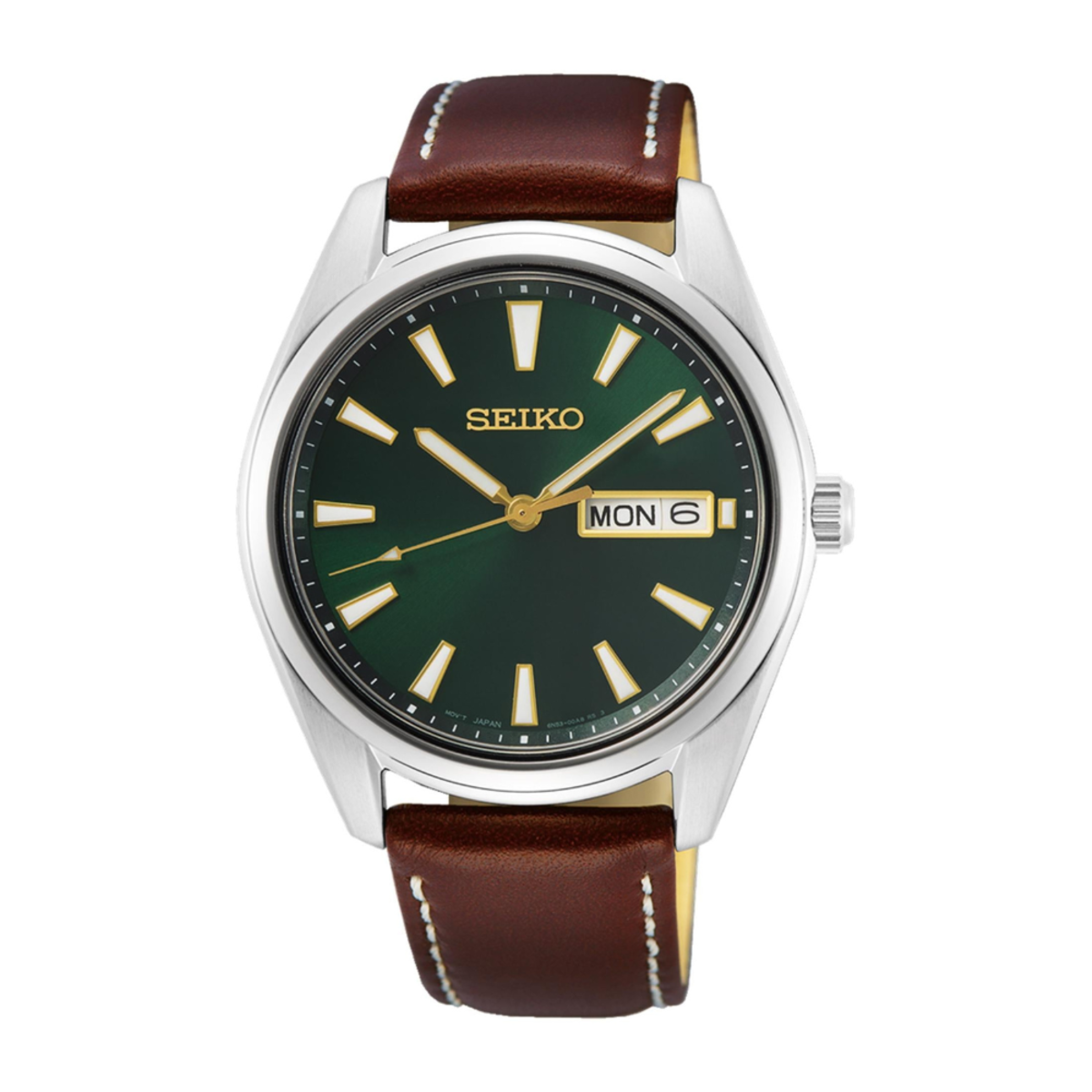 Seiko Conceptual Green Dial Quartz Leather Watch SUR449P1