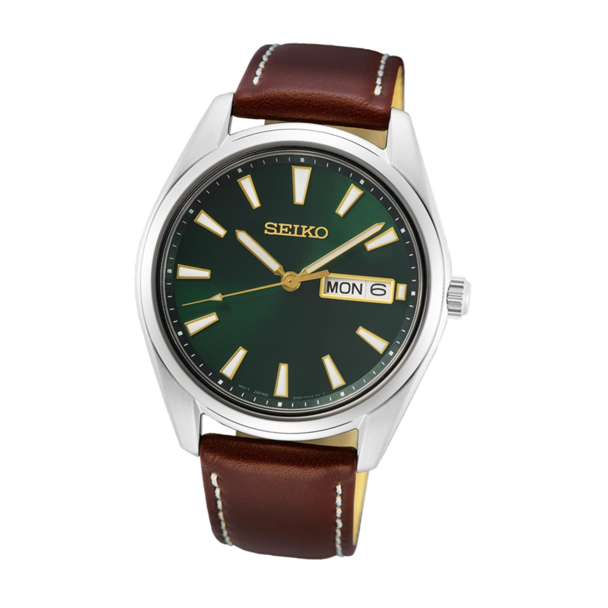 Seiko Conceptual Green Dial Quartz Leather Watch SUR449P1