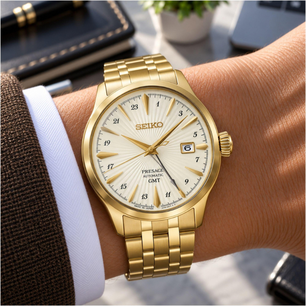Seiko Presage Automatic GMT Cocktail Time Gold Edition HCB004J1