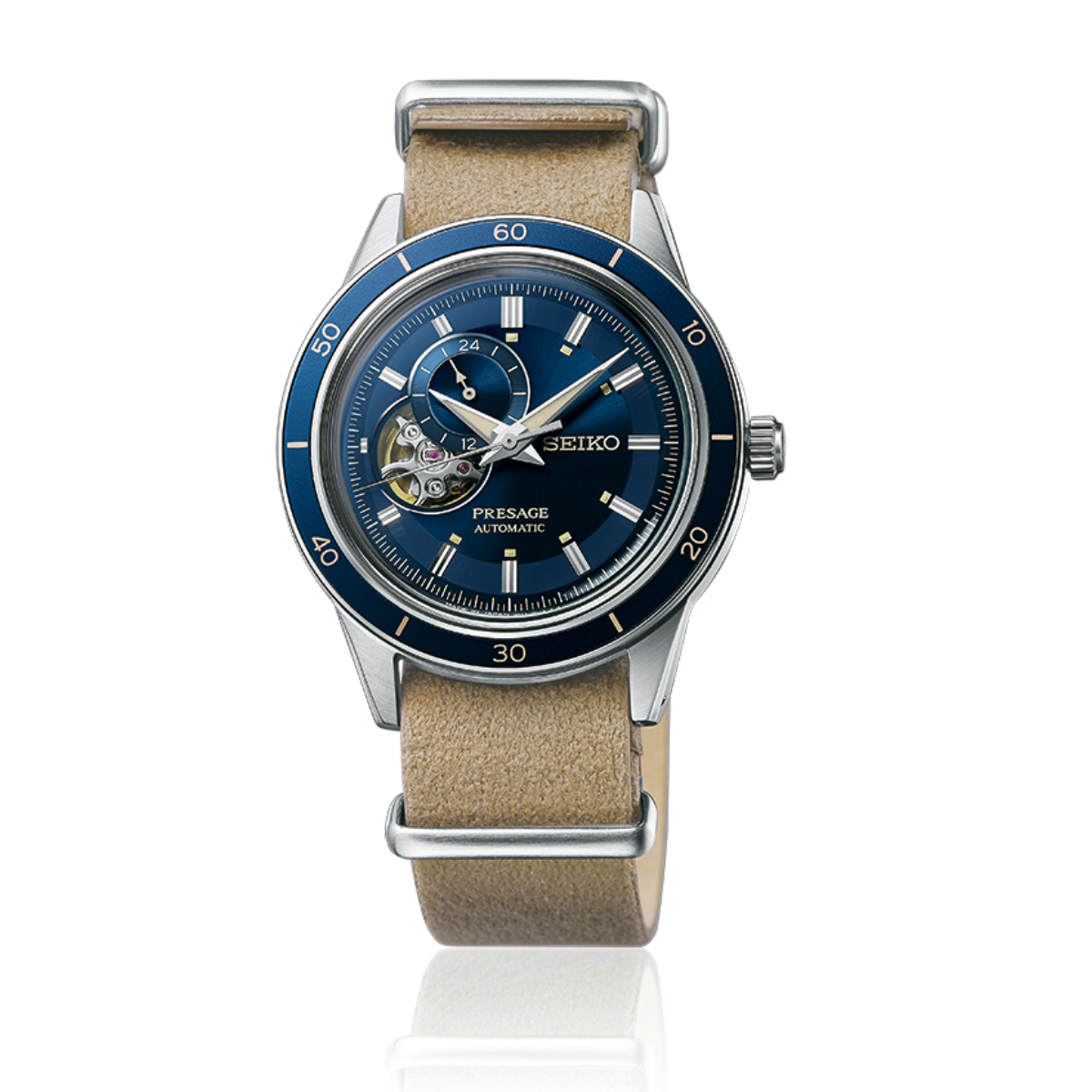 Seiko Presage SSA453J1 SSA453 SSA453J Style60's Automatic Open Heart Leather Watch