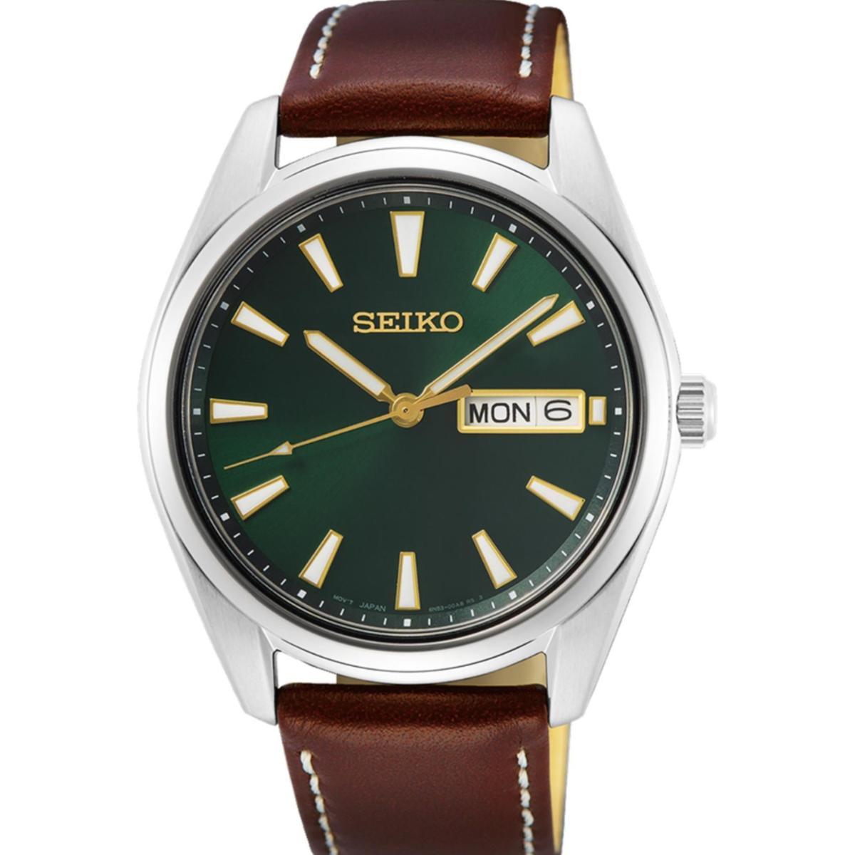 Seiko Conceptual Green Dial Quartz Leather Watch SUR449P1