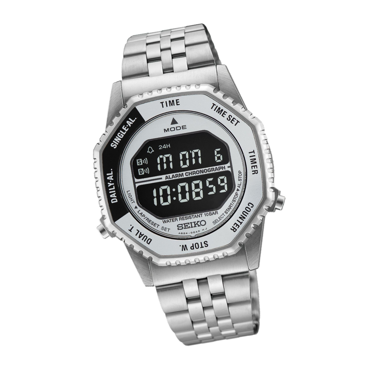 Seiko Rotocall Reissue Stainless Steel Digital Watch HFL002P1