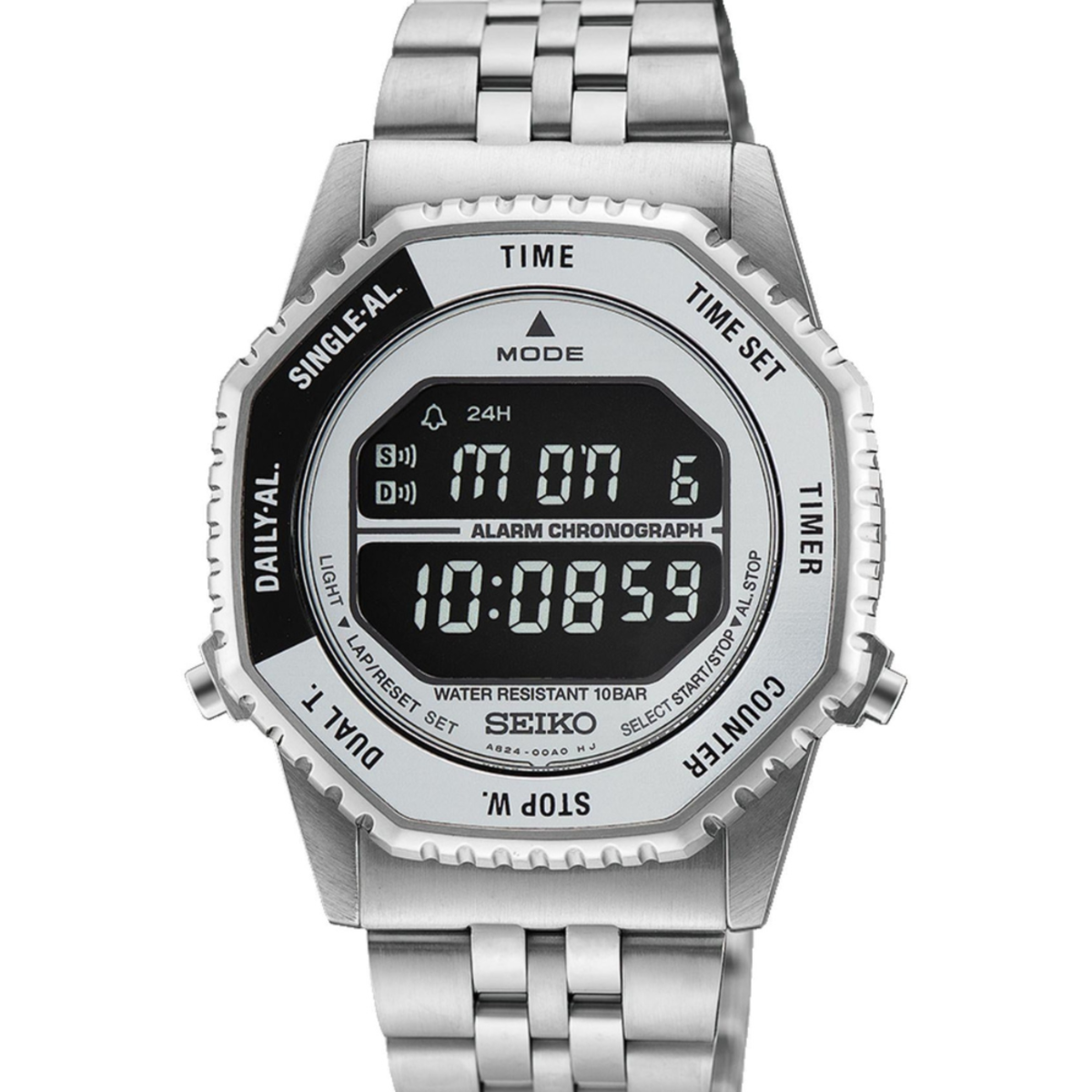 Seiko Rotocall Reissue Stainless Steel Digital Watch HFL002P1