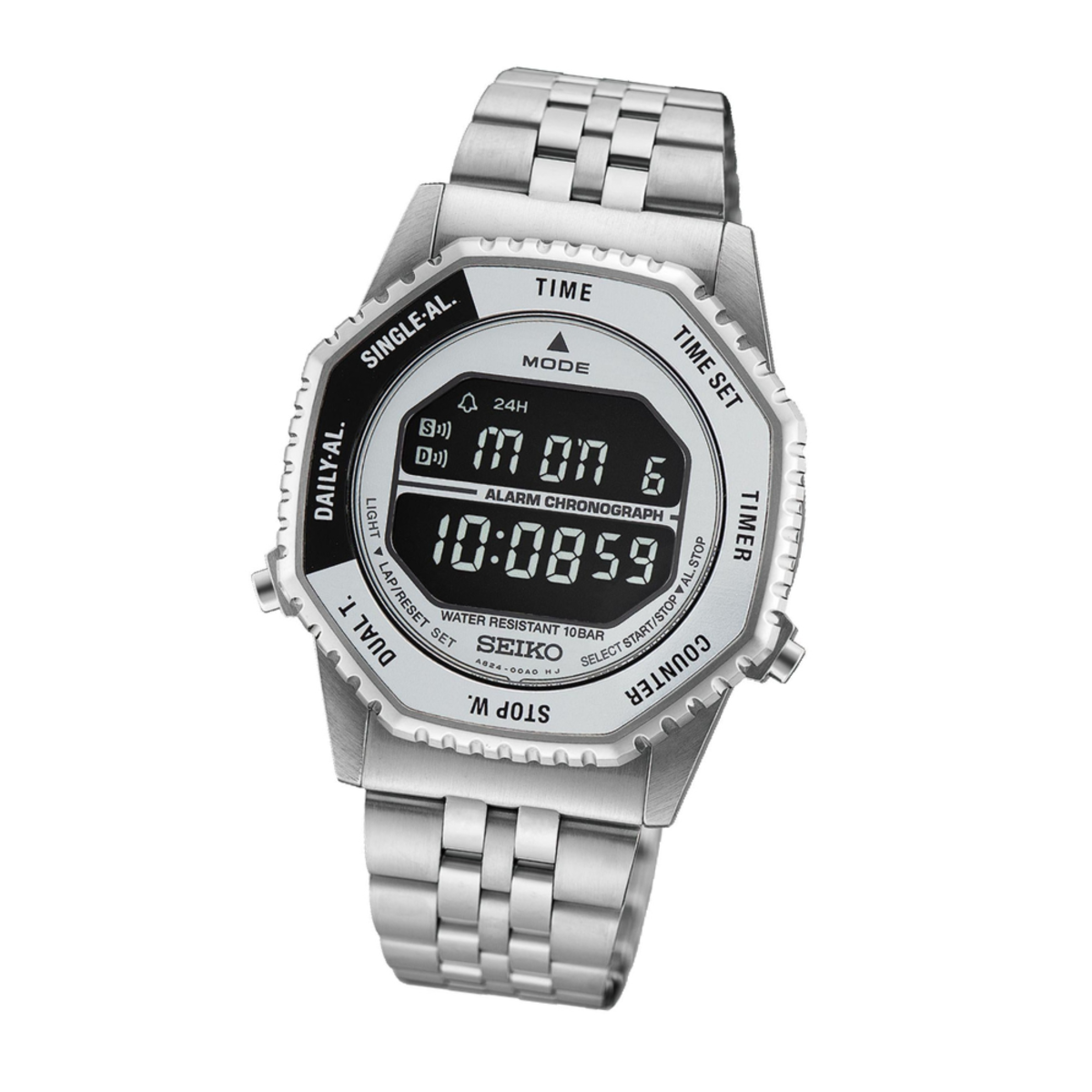 Seiko Rotocall Reissue Stainless Steel Digital Watch HFL002P1