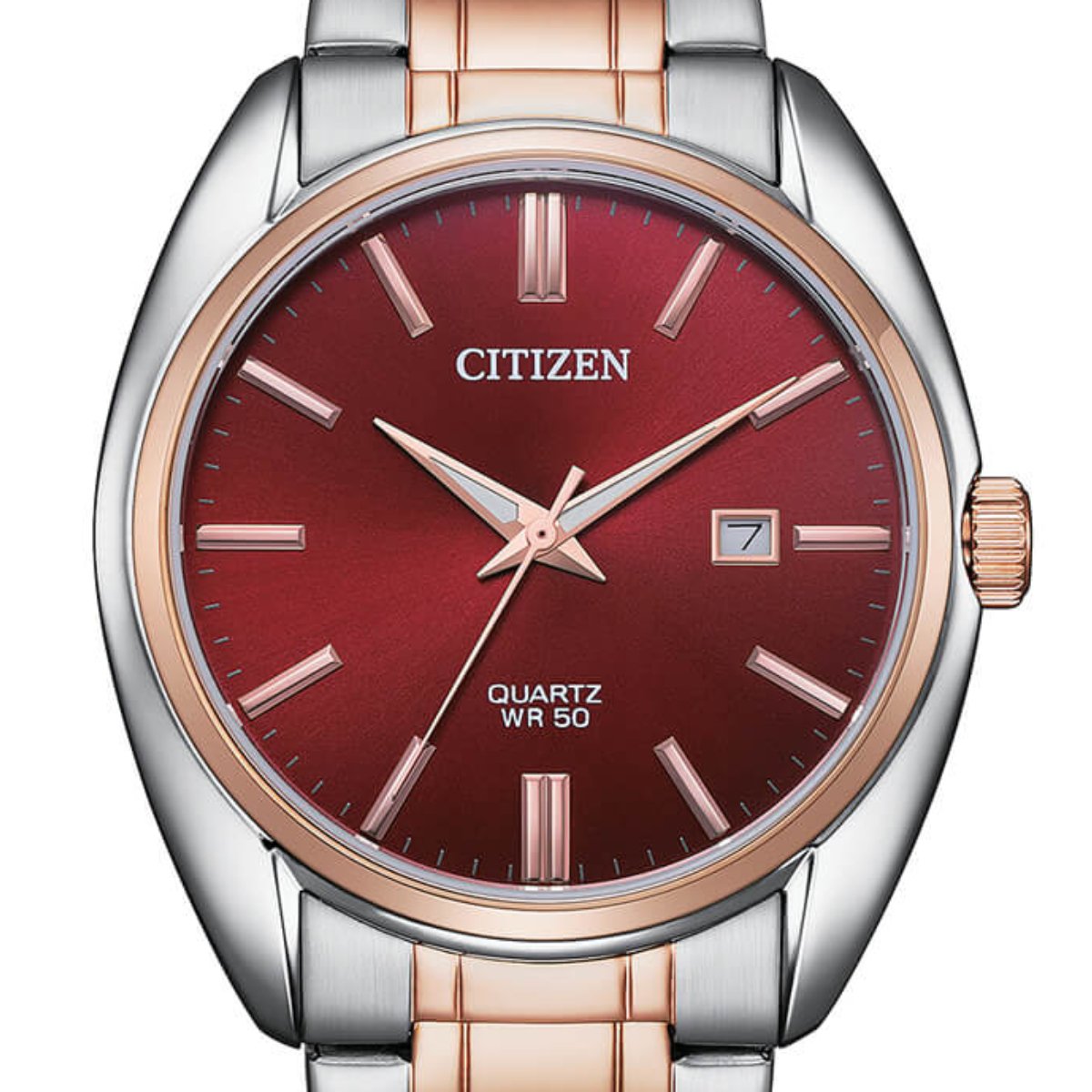 Citizen Quartz BI5104 BI5104-57L Red Dial Analog Gents Dress Watch -Citizen