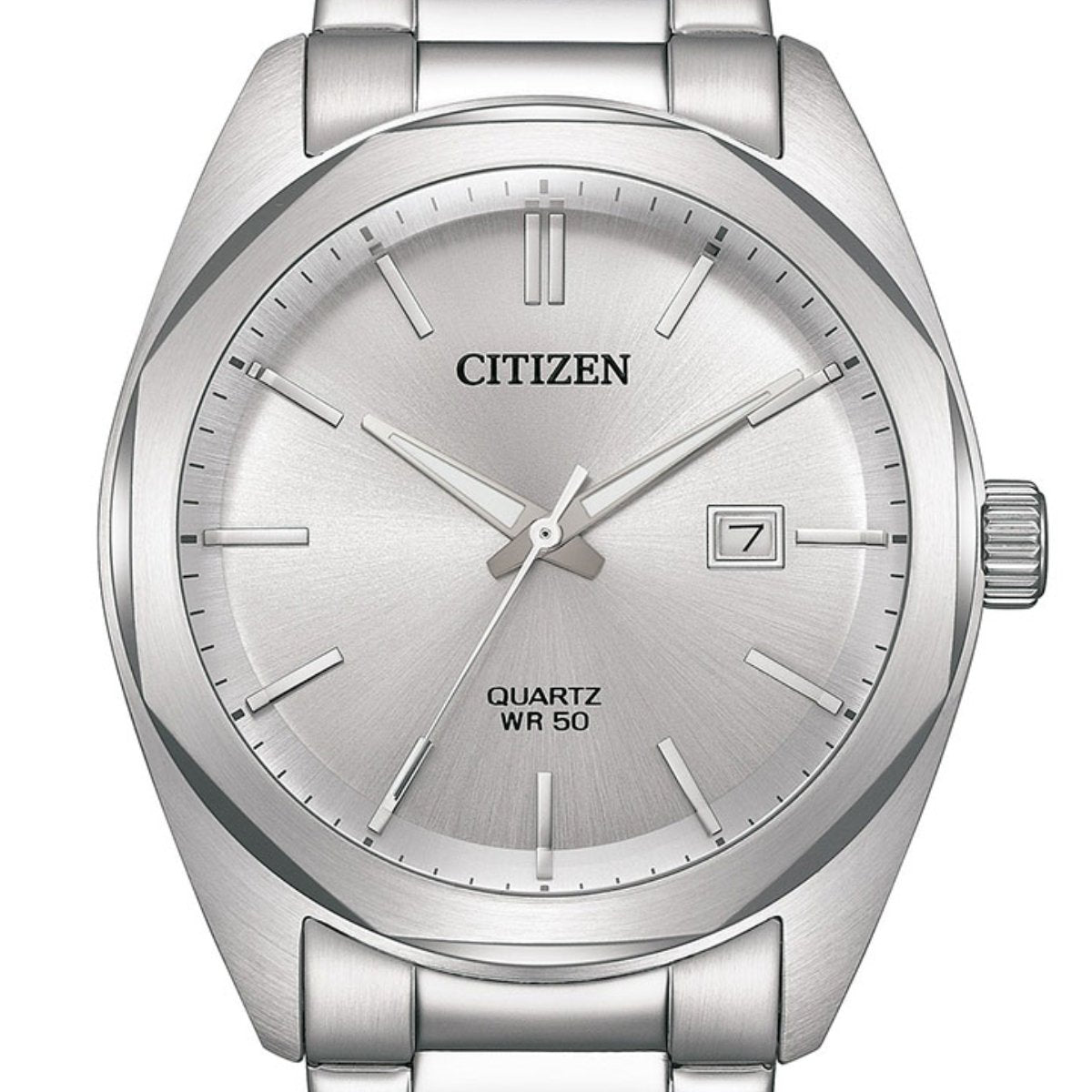 Citizen Quartz BI5110 BI5110-54A Silver Dial Stainless Steel Analog Watch -Citizen