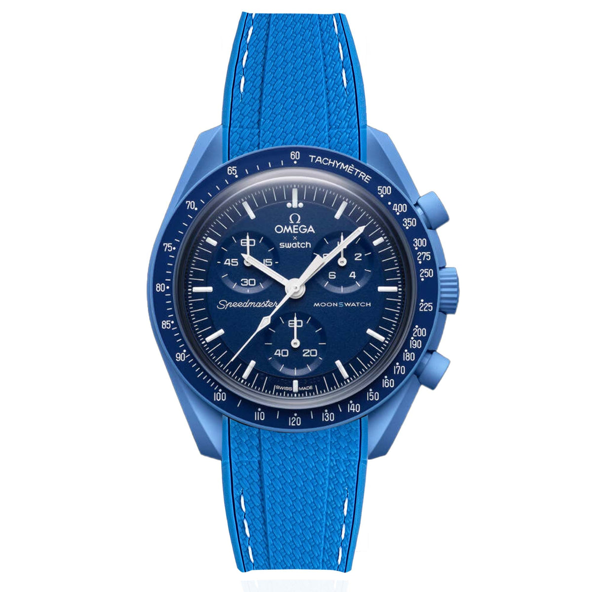 Textured Curved End Rubber Strap for Omega x Swatch