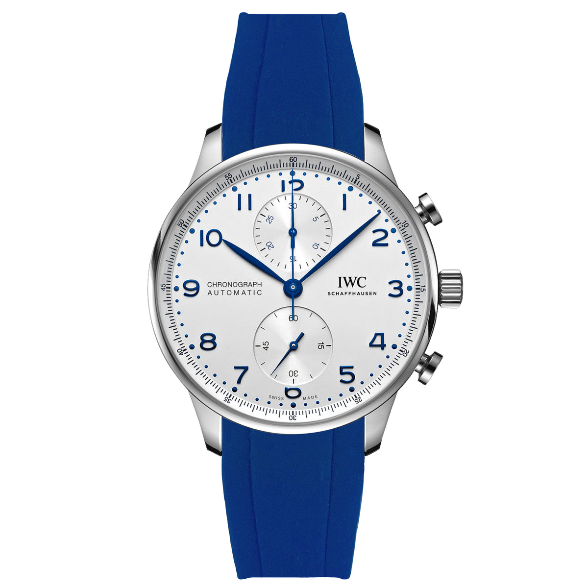 Royal Blue Curved End Rubber Watch Strap IWC Portofino 20mm 22mm