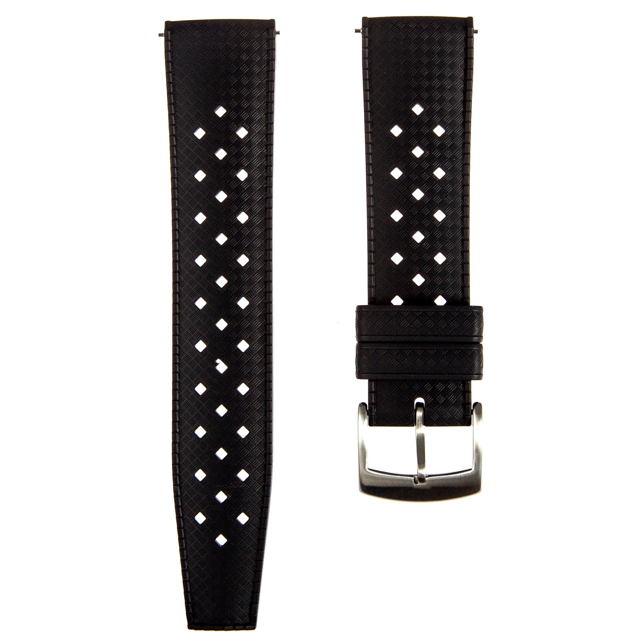Calypso Tropical Style FKM Rubber Strap- Quick-Release-Compatible with Omega x Swatch - Black (2422) -Strapseeker