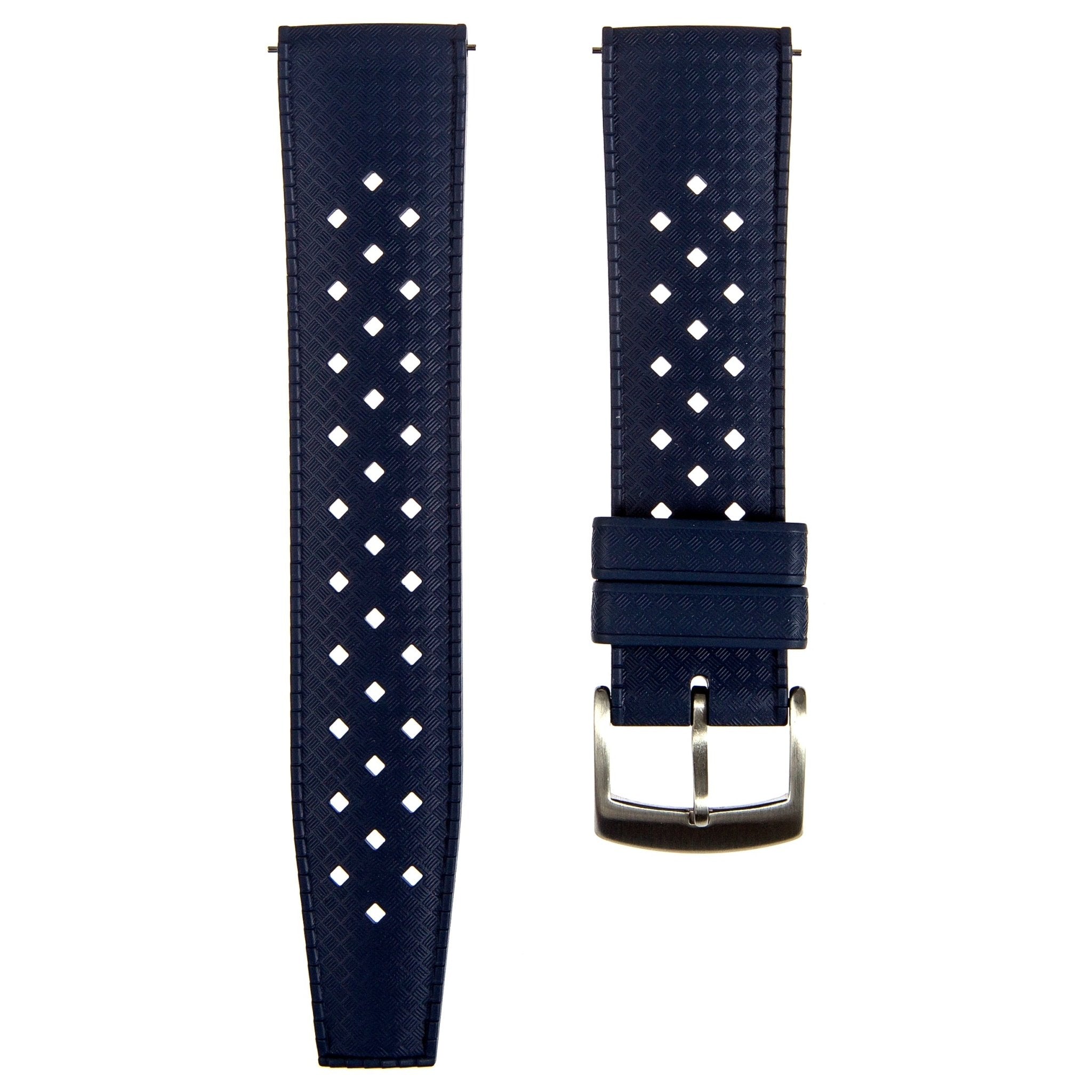 Calypso Tropical Style FKM Rubber Strap- Quick-Release-Compatible with Omega x Swatch - Navy (2422) -Strapseeker
