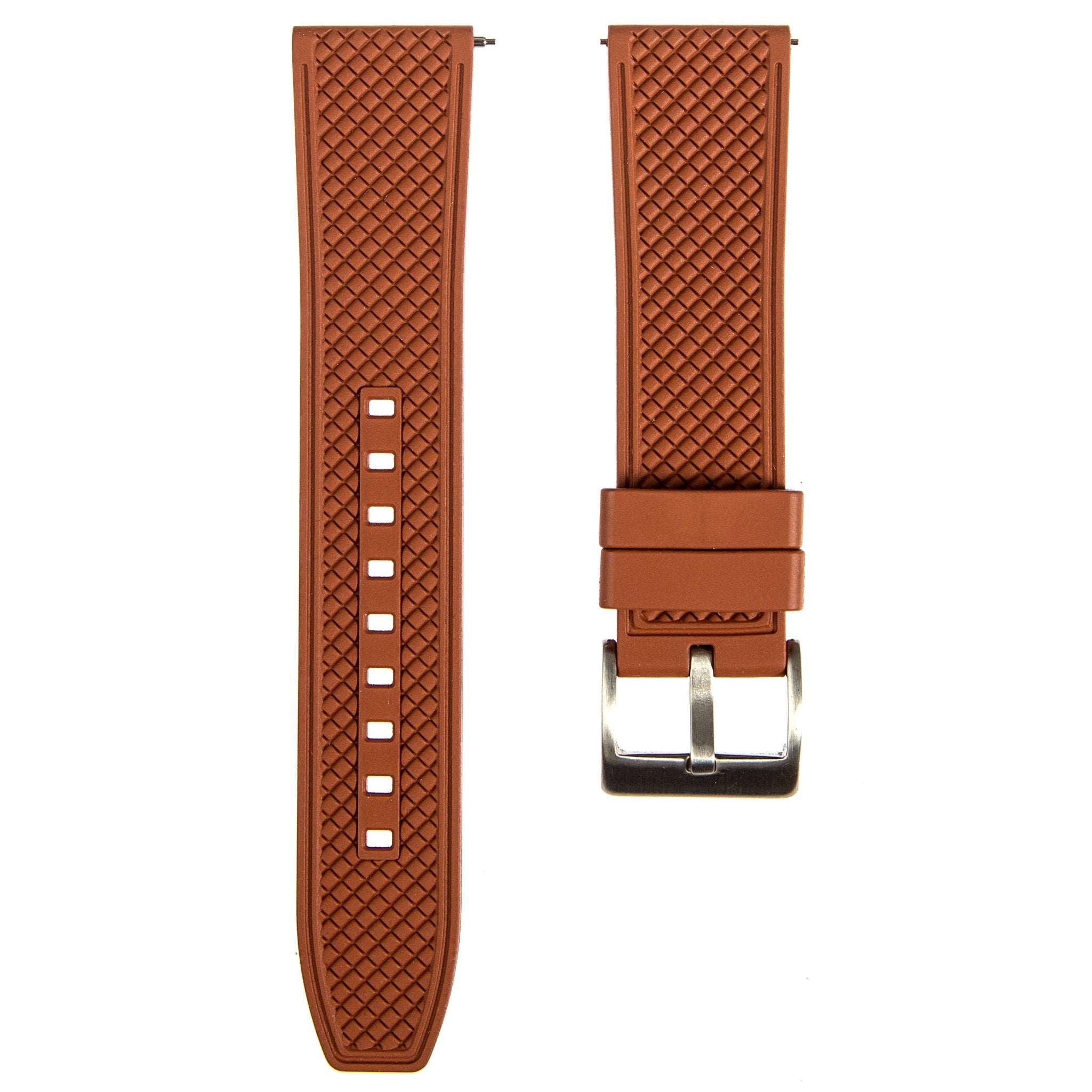 Checker Vulcanised FKM Rubber Strap-Quick-Release – Brown (2419) -StrapSeeker