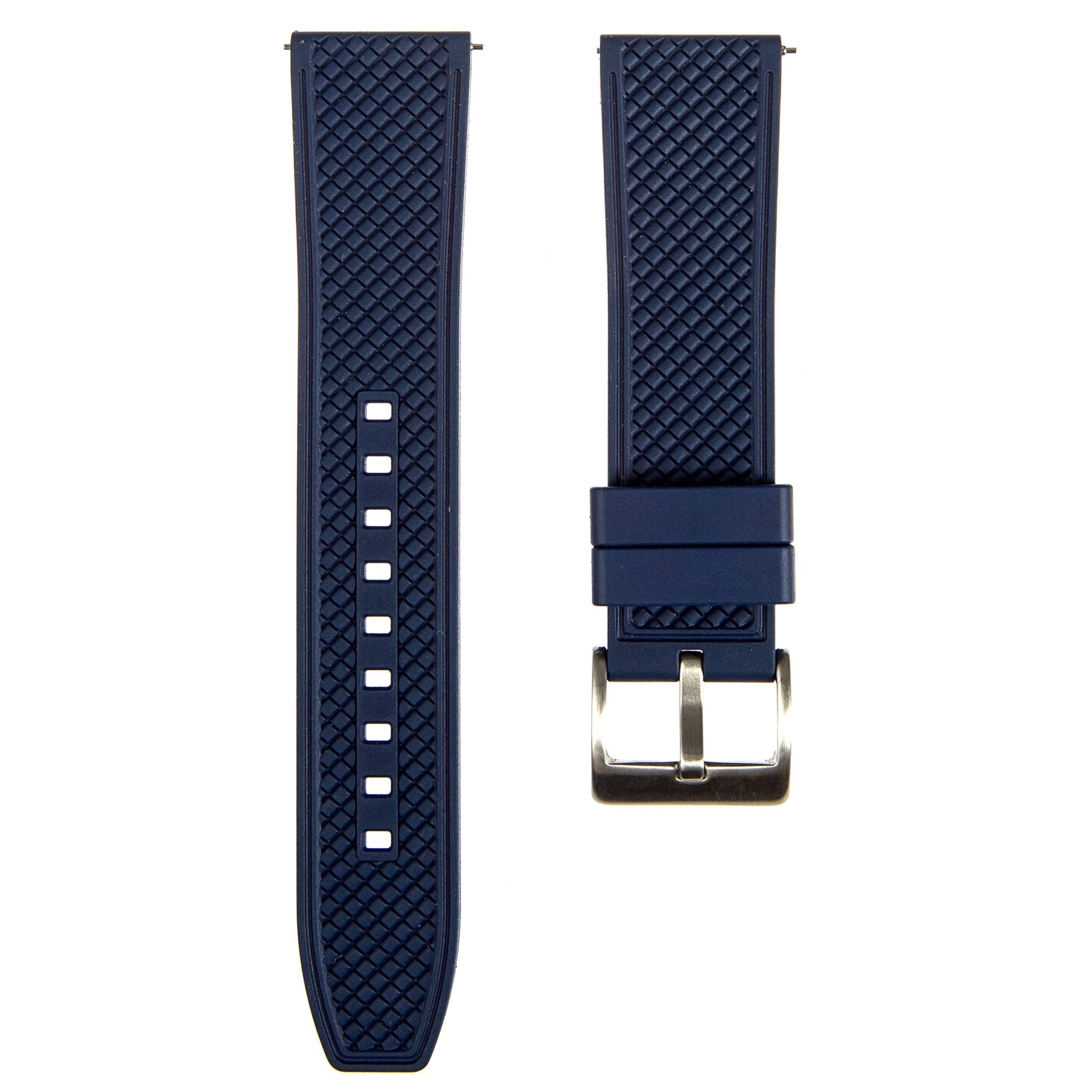 Checker Vulcanised FKM Rubber Strap-Quick-Release – Compatible with Omega Seamaster 300 Blue (2419) -StrapSeeker