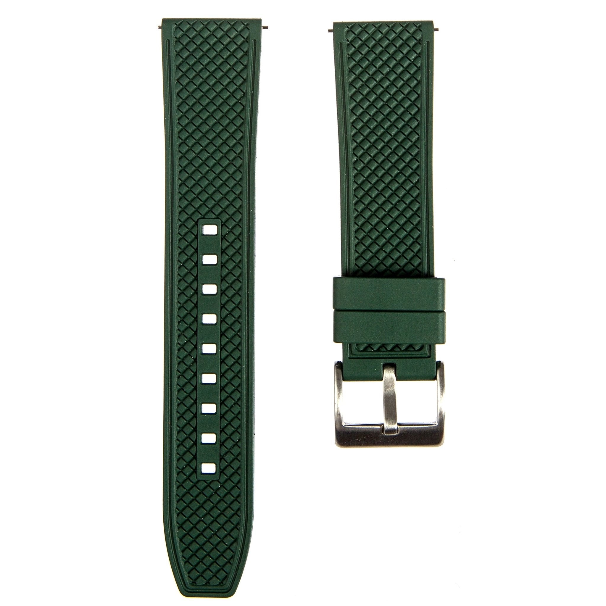 Checker Vulcanised FKM Rubber Strap-Quick-Release – Compatible with Omega Seamaster 300 – Green (2419) -StrapSeeker