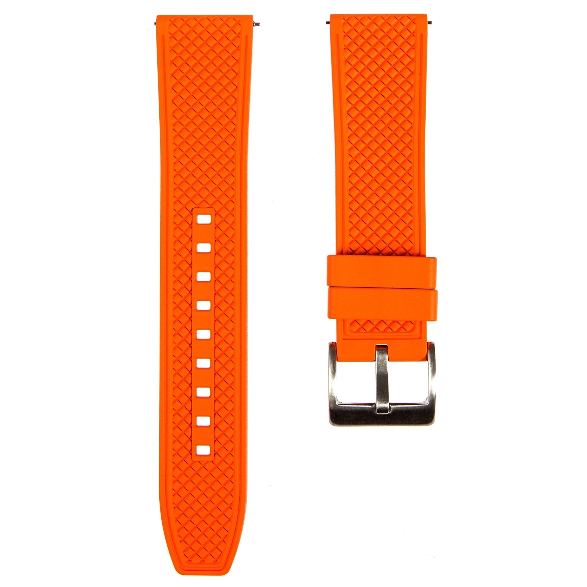 Checker Vulcanised FKM Rubber Strap-Quick-Release – Compatible with Omega Seamaster 300 – Orange (2419) -StrapSeeker