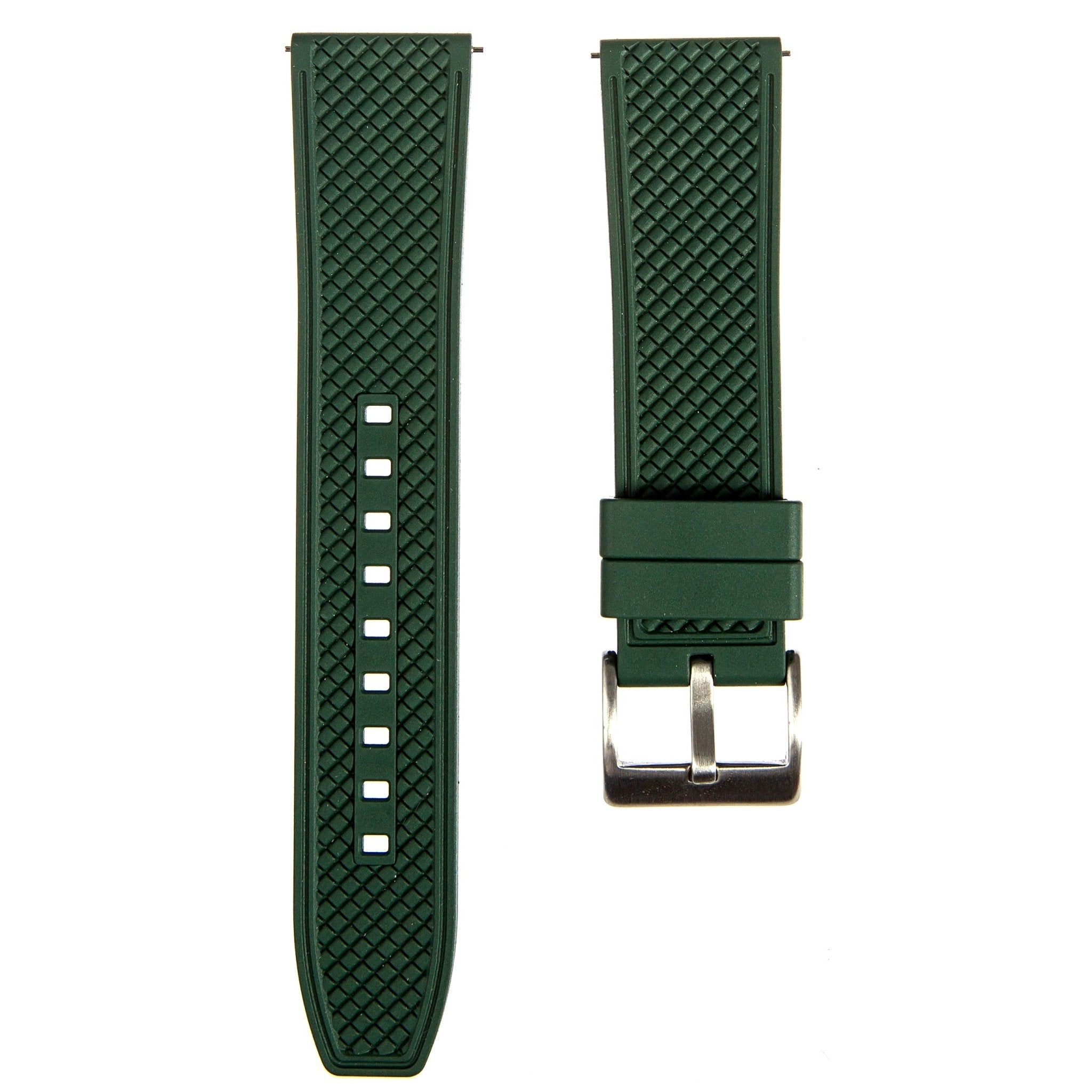 Checker Vulcanised FKM Rubber Strap-Quick-Release – Green (2419) -StrapSeeker