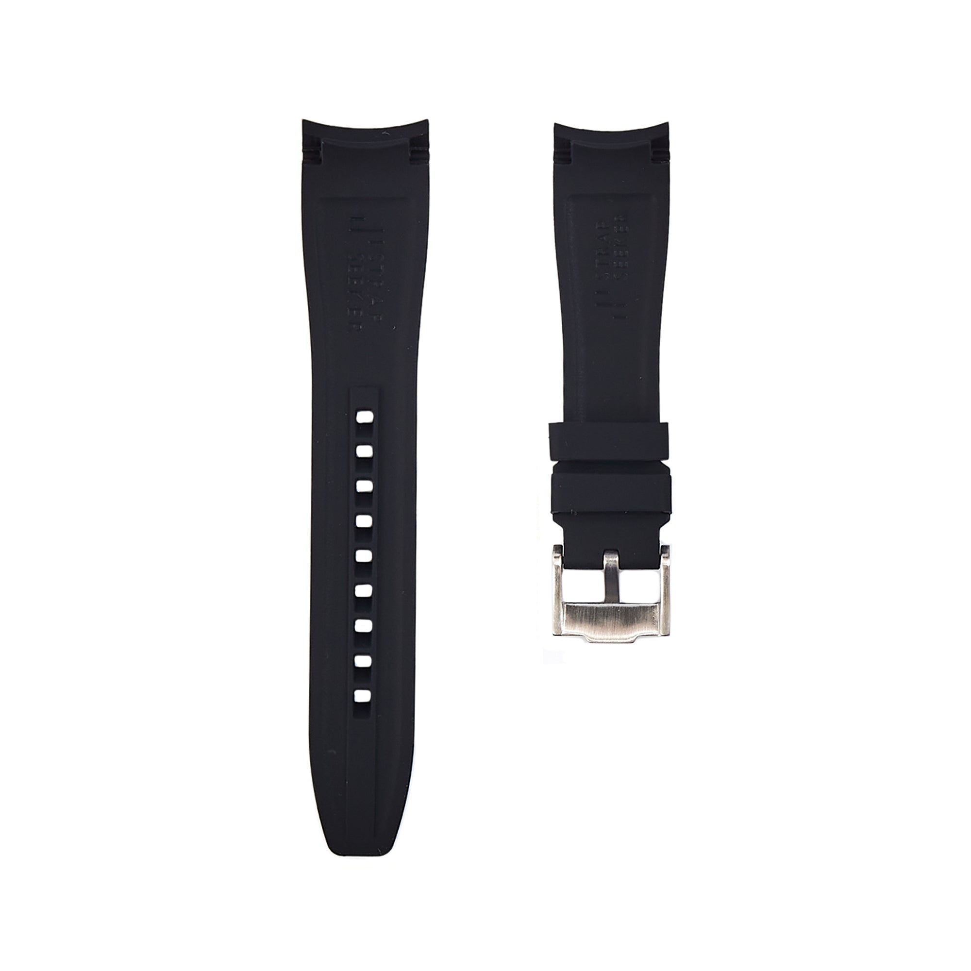 Curved End Soft Silicone Strap - Compatible with Blancpain x Swatch – Black (2418) -StrapSeeker