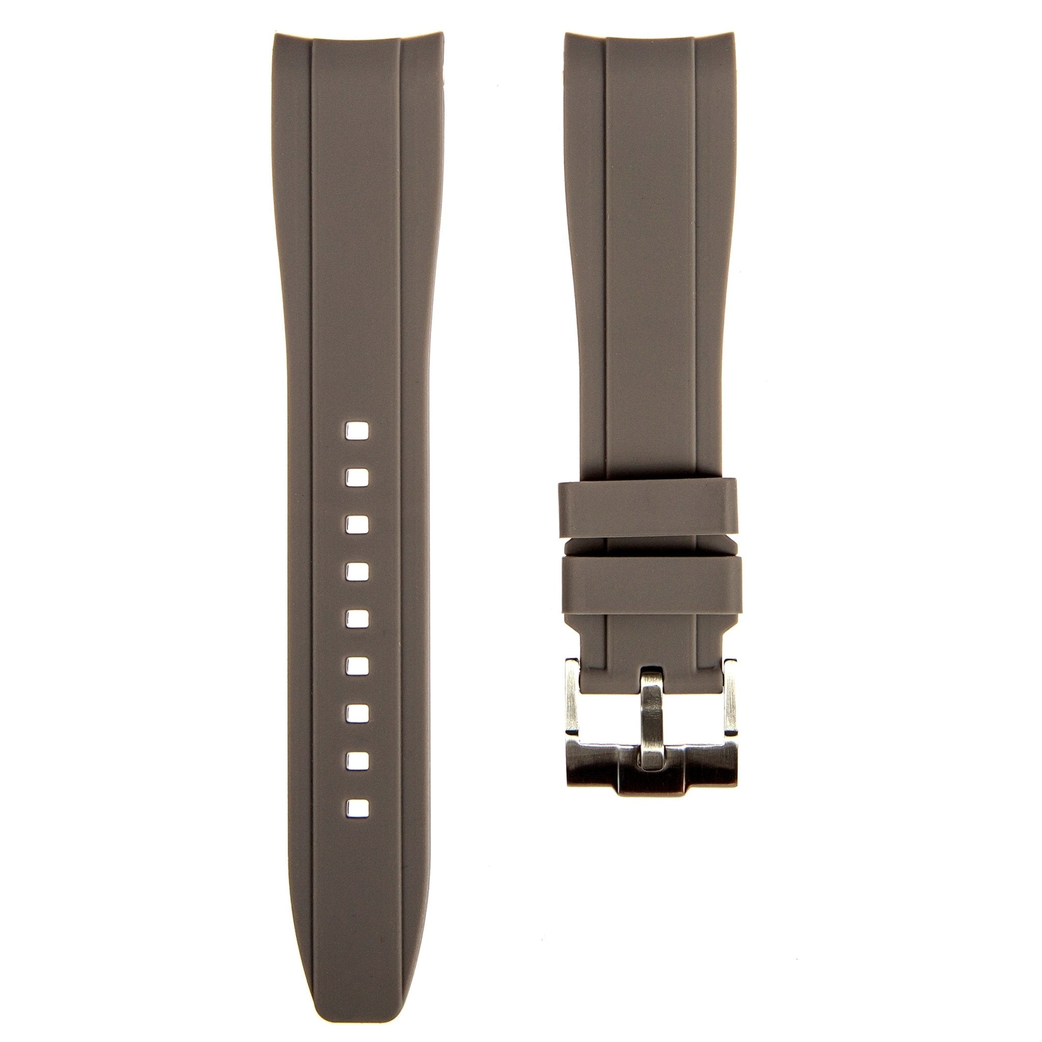 Curved End Soft Silicone Strap - Compatible with Blancpain x Swatch – Grey (2418) -StrapSeeker