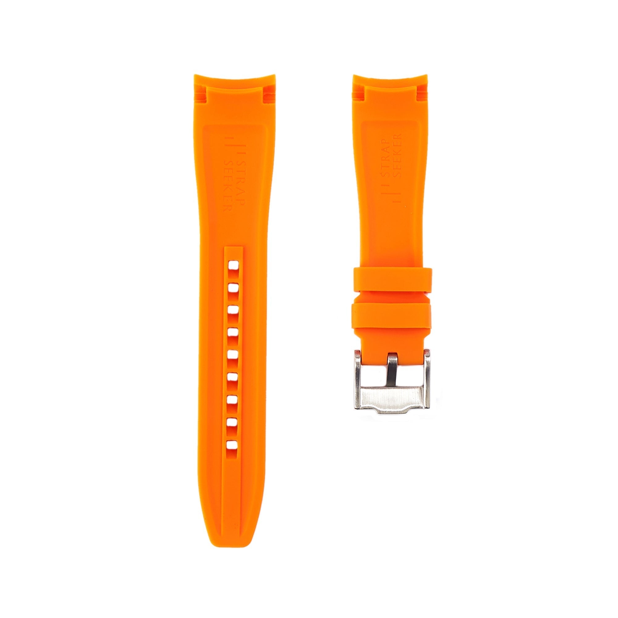 Curved End Soft Silicone Strap - Compatible with Blancpain x Swatch – Orange (2418) -StrapSeeker