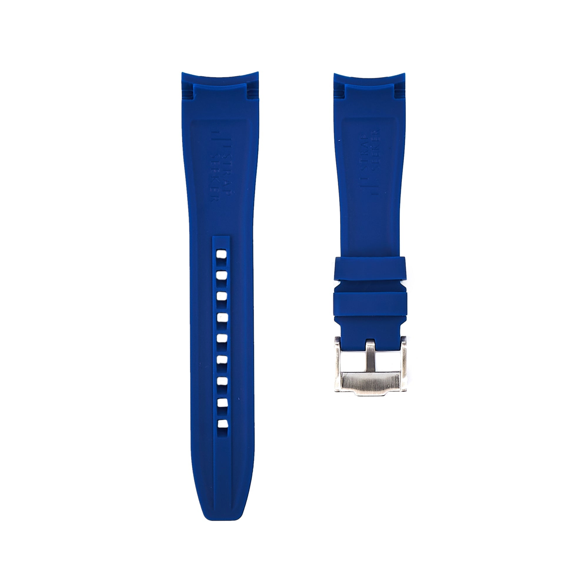 Curved End Soft Silicone Strap - Compatible with Blancpain x Swatch - Royal Blue (2418) -StrapSeeker