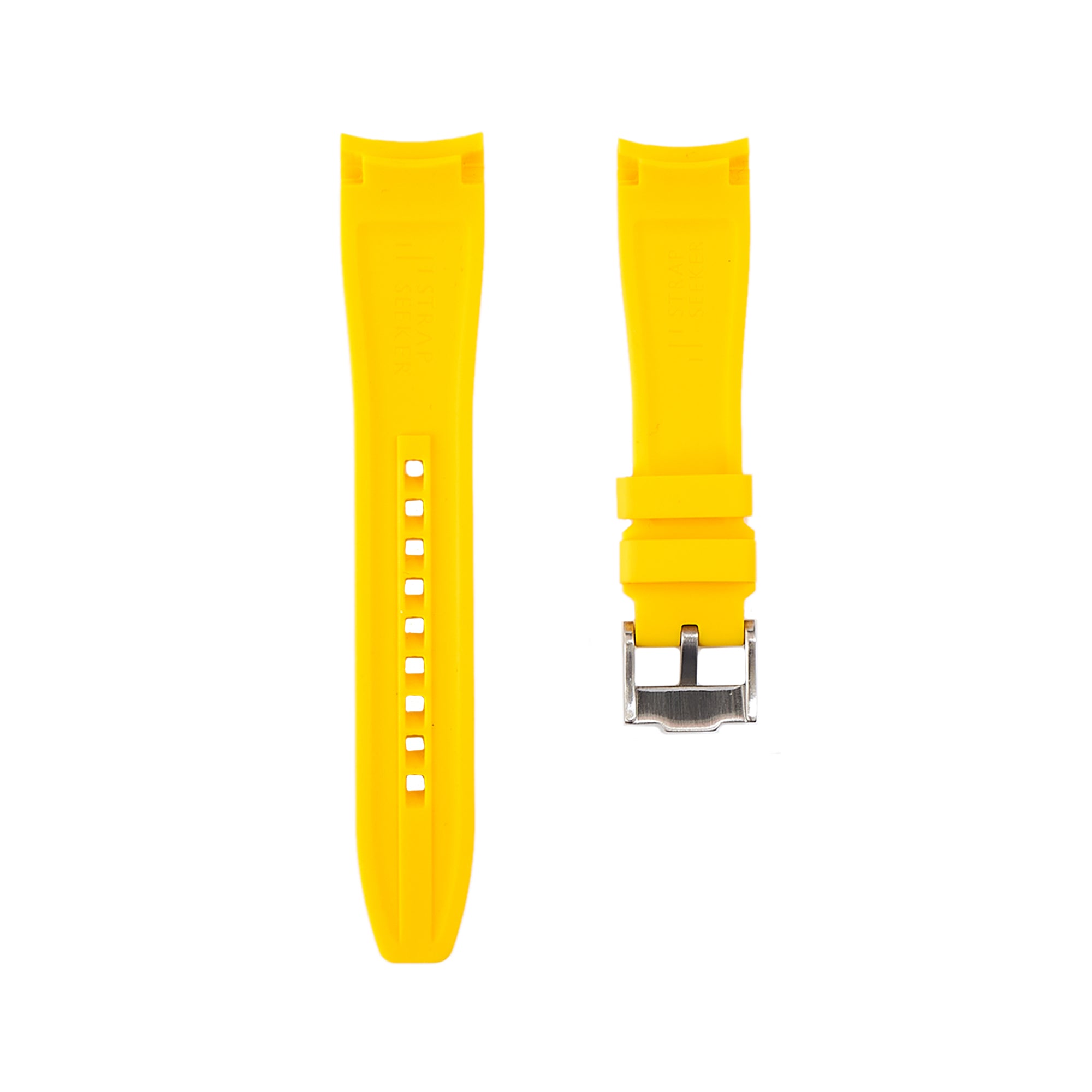 Curved End Soft Silicone Strap - Compatible with Blancpain x Swatch – Yellow (2418) -StrapSeeker