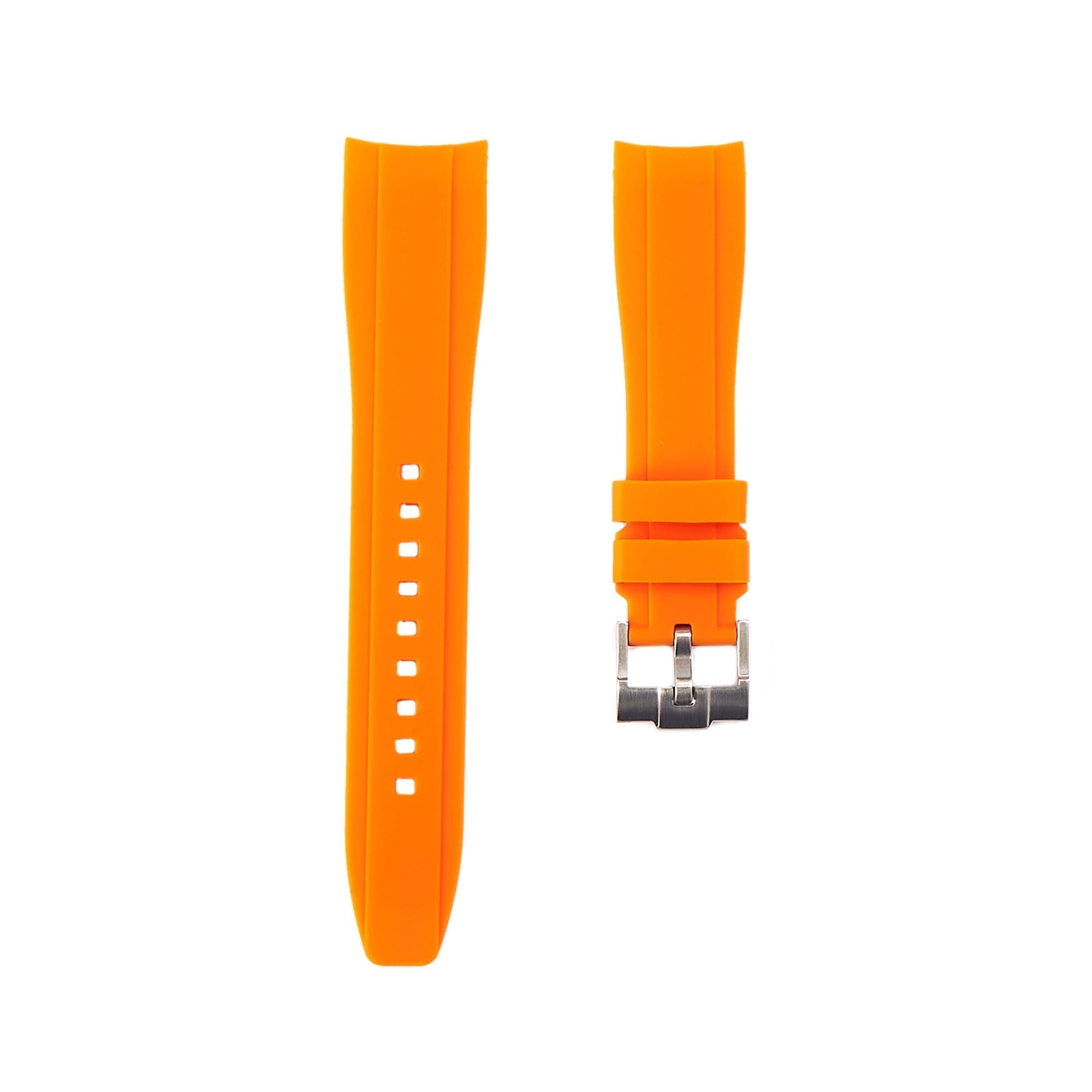 Curved End Soft Silicone Strap - Compatible with Casio Duro – Orange (2418) -StrapSeeker