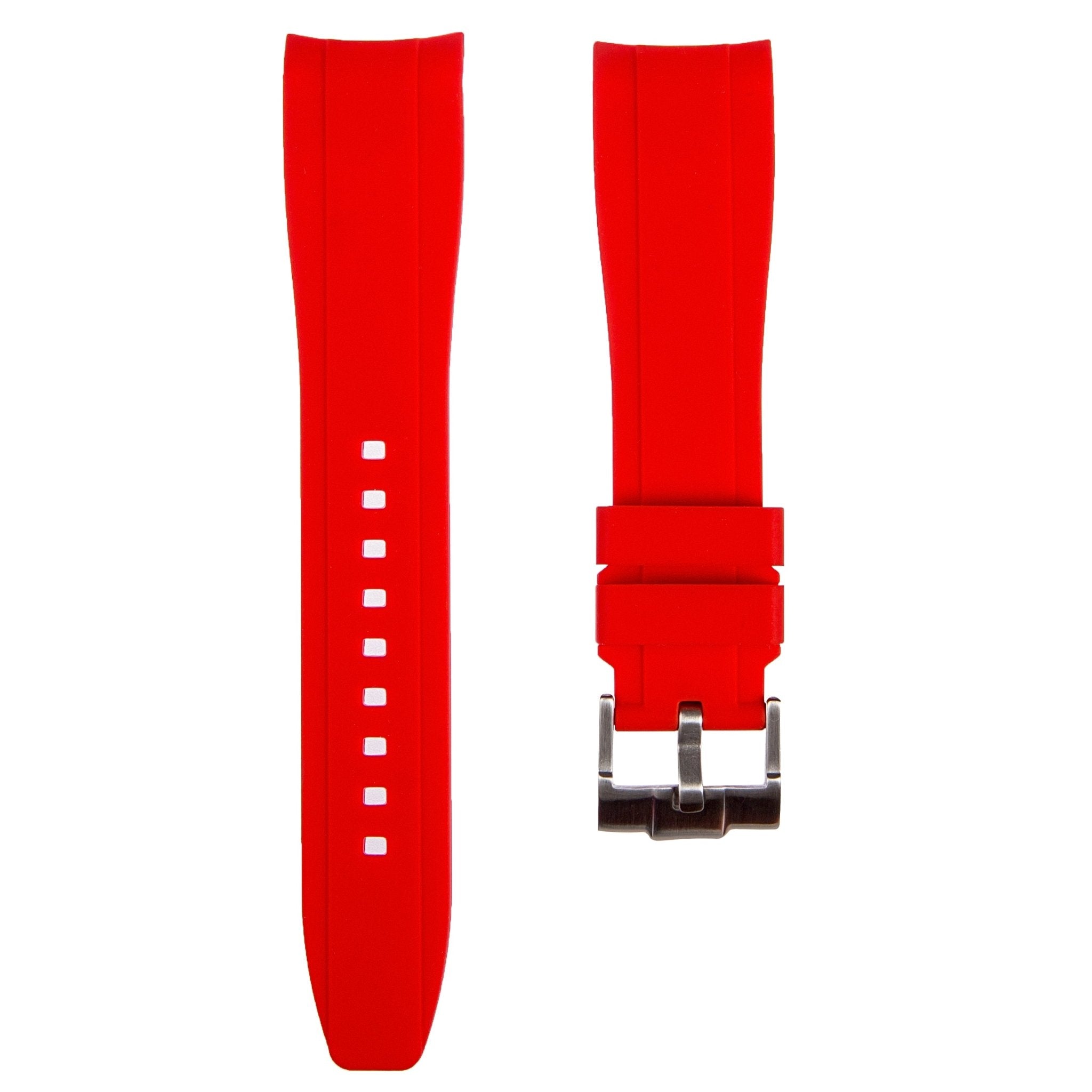 Curved End Soft Silicone Strap - Compatible with Casio Duro – Red (2418) -StrapSeeker