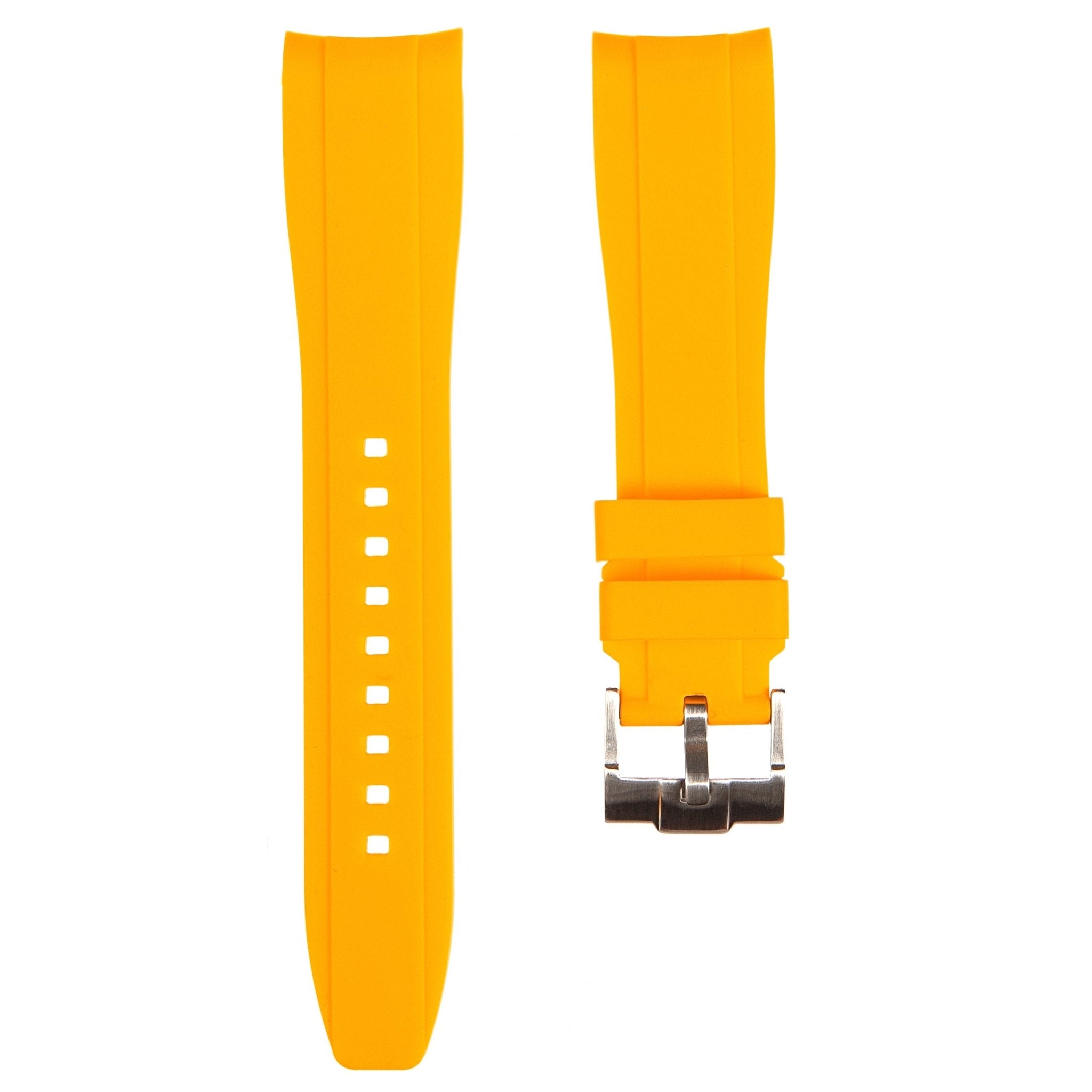 Curved End Soft Silicone Strap - Compatible with Casio Duro – Yellow (2418) -StrapSeeker