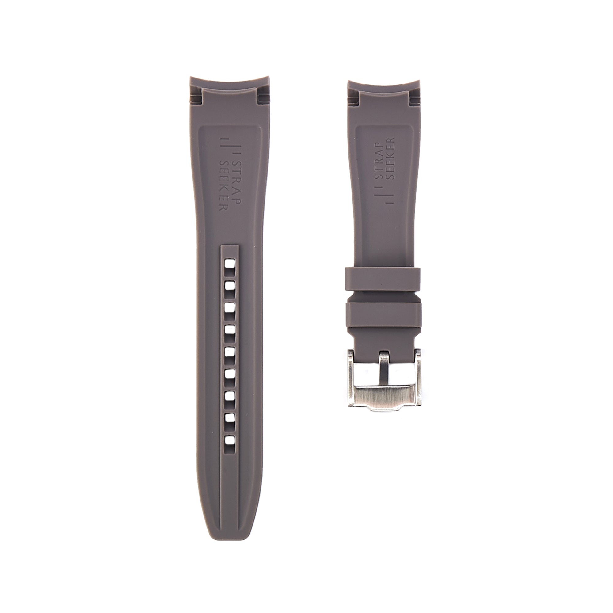 Curved End Soft Silicone Strap - Compatible with Omega Moonwatch - Grey -StrapSeeker