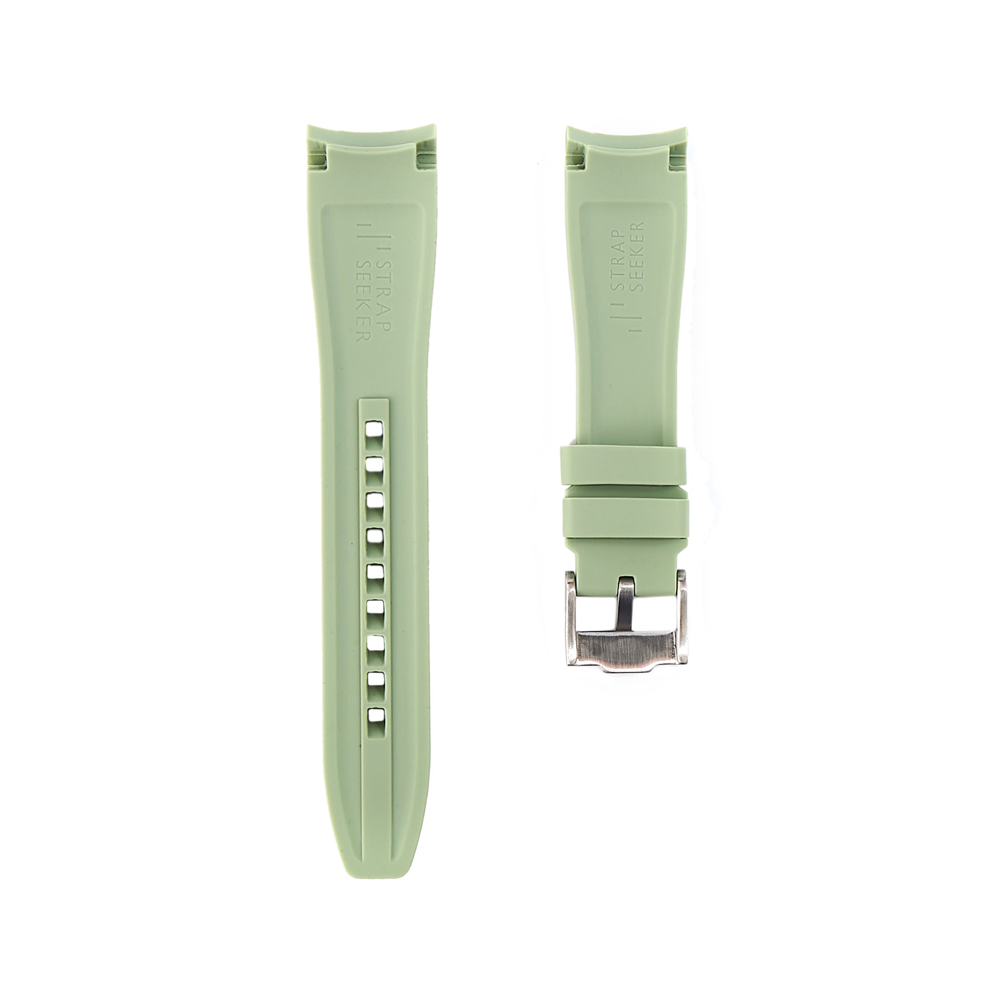 Curved End Soft Silicone Strap - Compatible with Omega Moonwatch - Light Green (2418) -StrapSeeker
