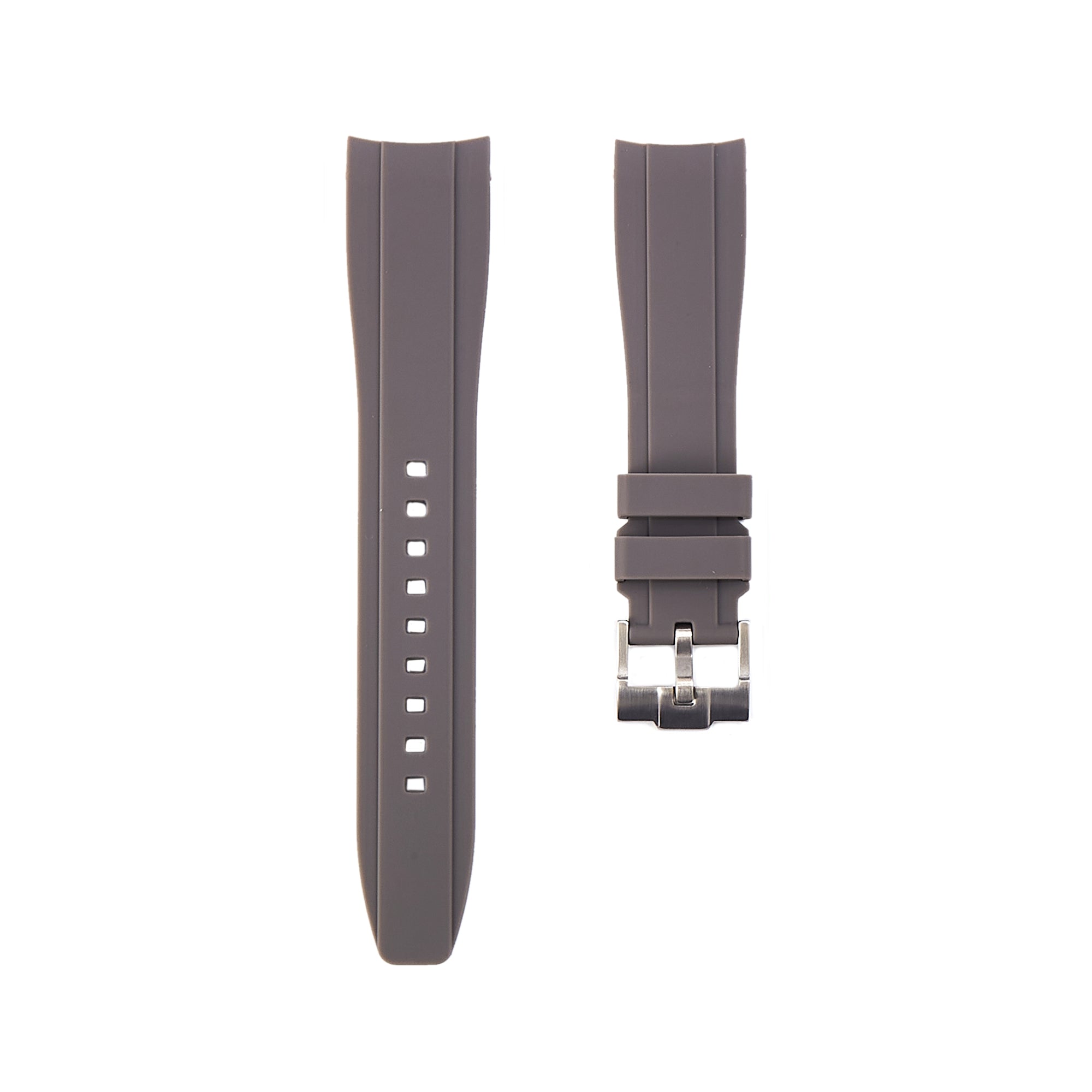 Curved End Soft Silicone Strap - Compatible with Omega Seamaster – Grey (2418) -StrapSeeker