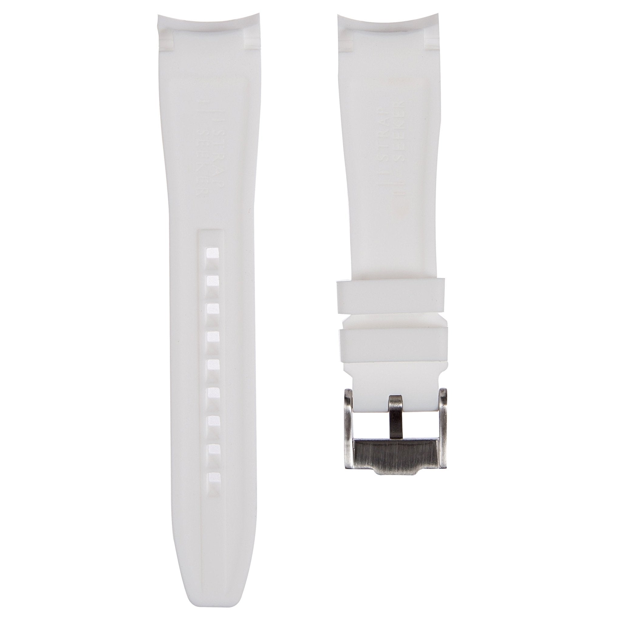 Curved End Soft Silicone Strap - Compatible with Omega Seamaster – White (2418) -StrapSeeker