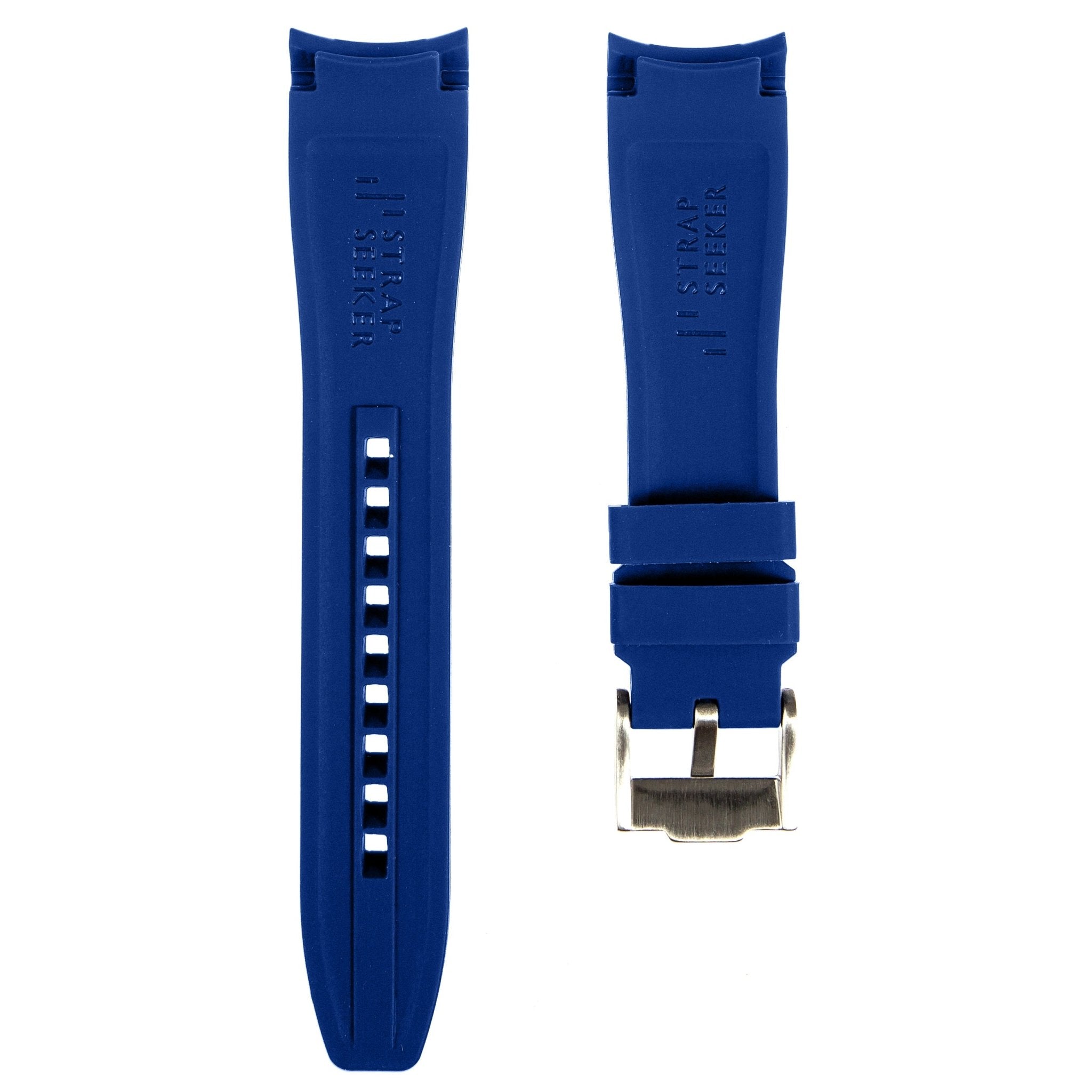 Curved End Soft Silicone Strap - Compatible with Omega x Swatch - Royal Blue (2418) -StrapSeeker