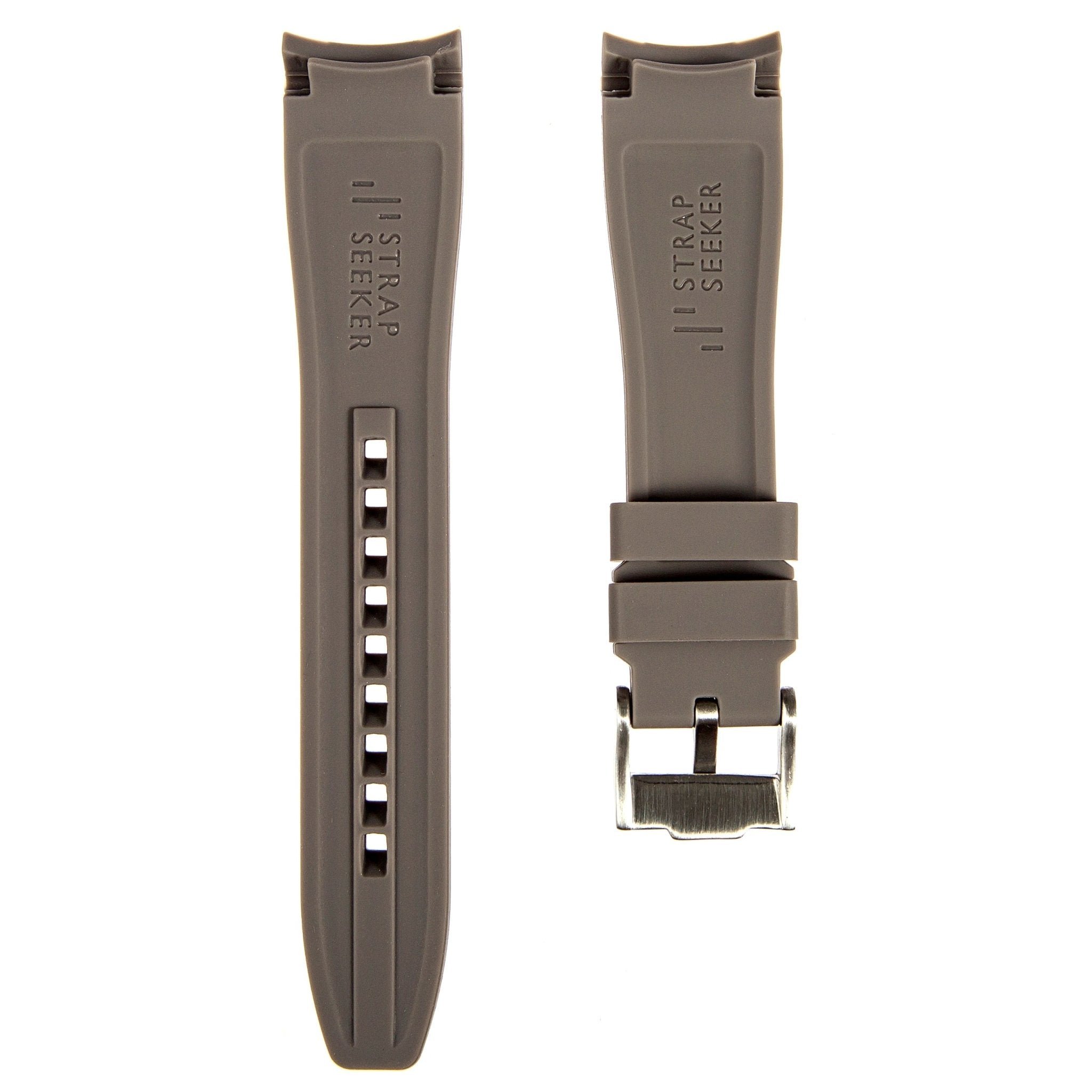 Curved End Soft Silicone Strap - Compatible with Orient Kamasu – Grey (2418) -StrapSeeker