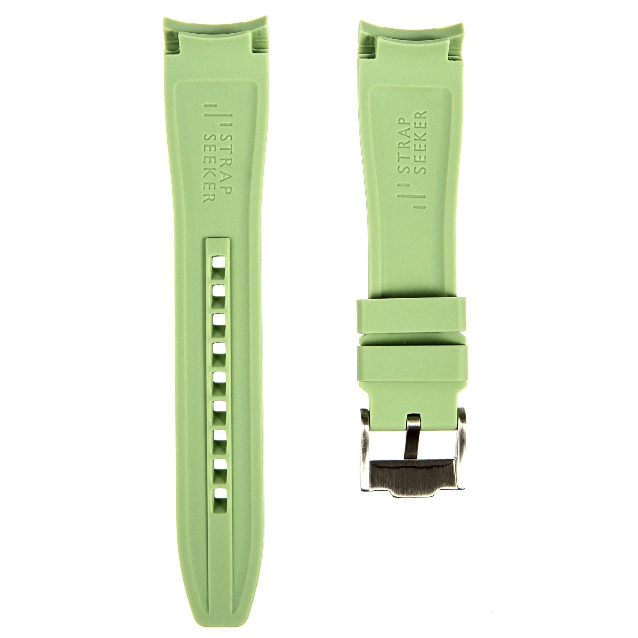 Curved End Soft Silicone Strap - Compatible with Orient Kamasu - Light Green (2418) -StrapSeeker