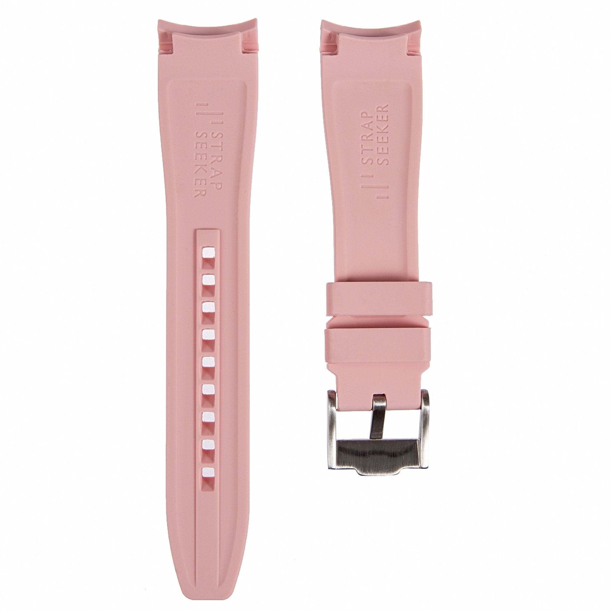 Curved End Soft Silicone Strap - Compatible with Rolex Submariner - Light Pink (2418) -StrapSeeker