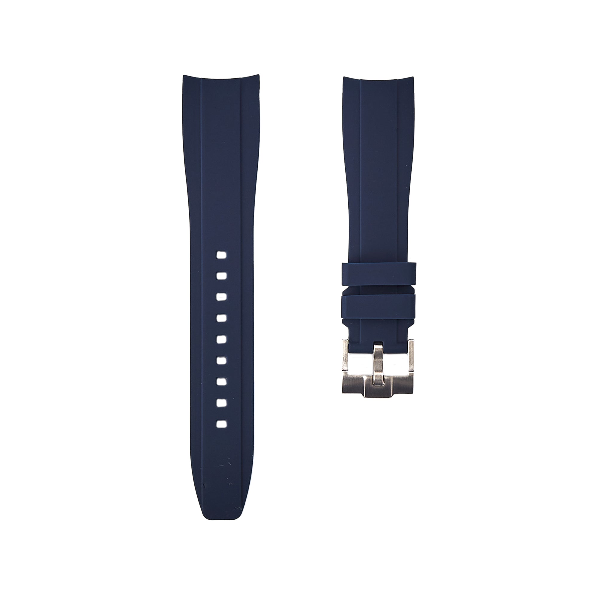 Curved End Soft Silicone Strap - Compatible with Rolex Submariner - Navy (2418) -StrapSeeker