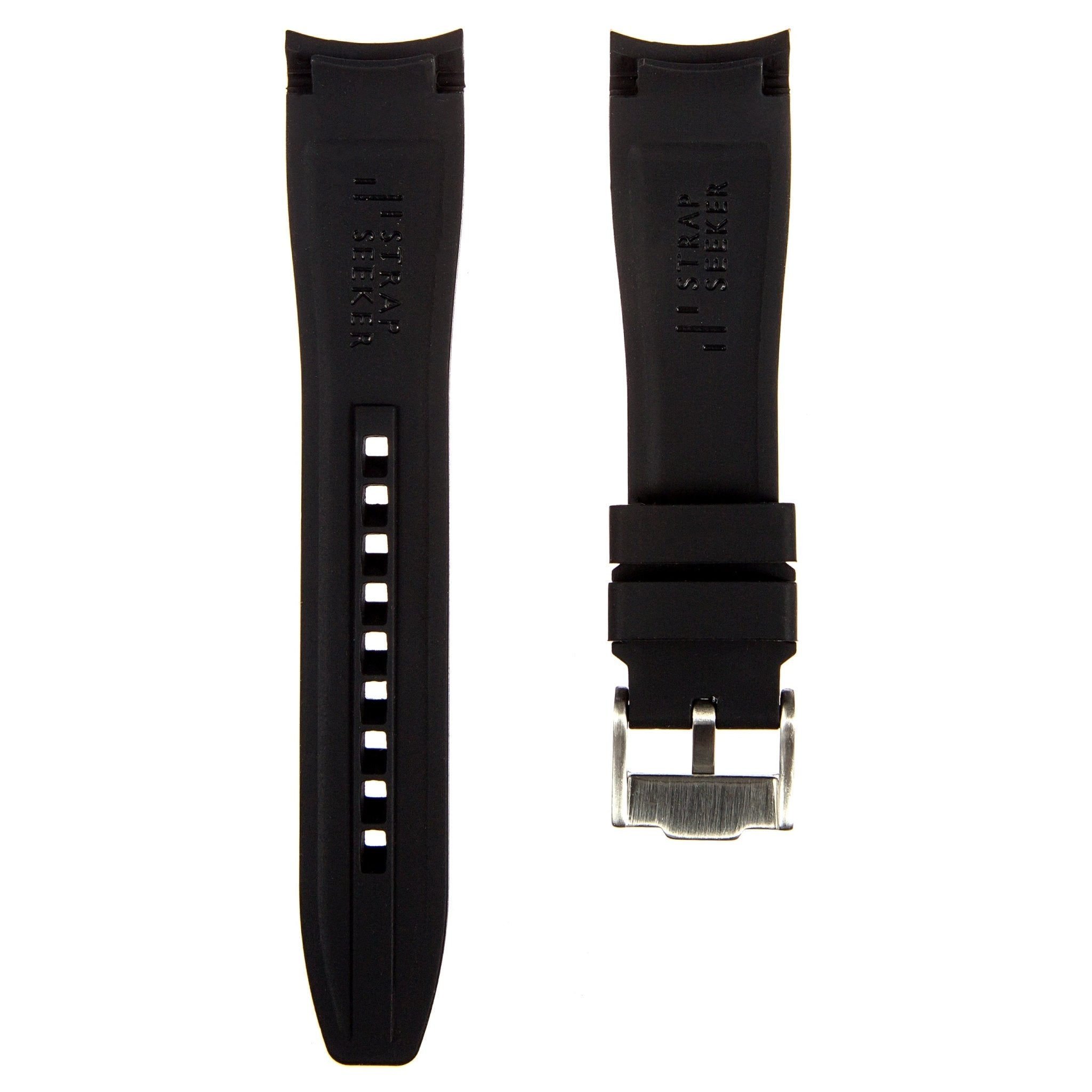 Curved End Soft Silicone Strap - Compatible with Seiko SRPD – Black (2418) -StrapSeeker