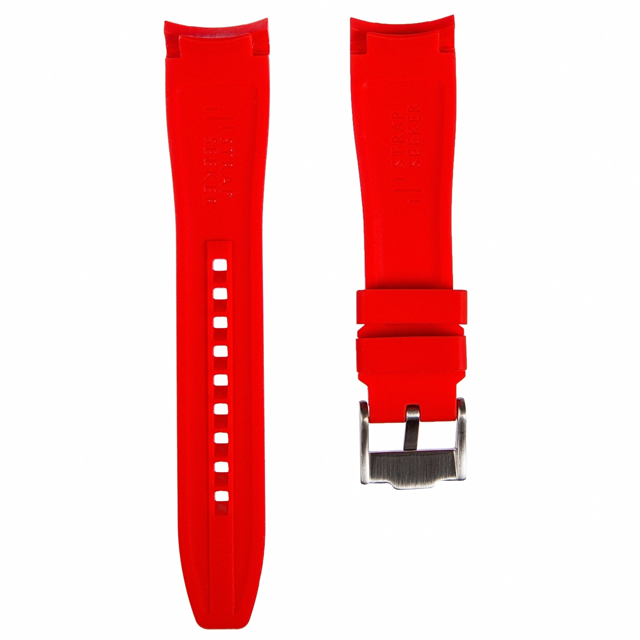 Curved End Soft Silicone Strap – Red (2418) -StrapSeeker