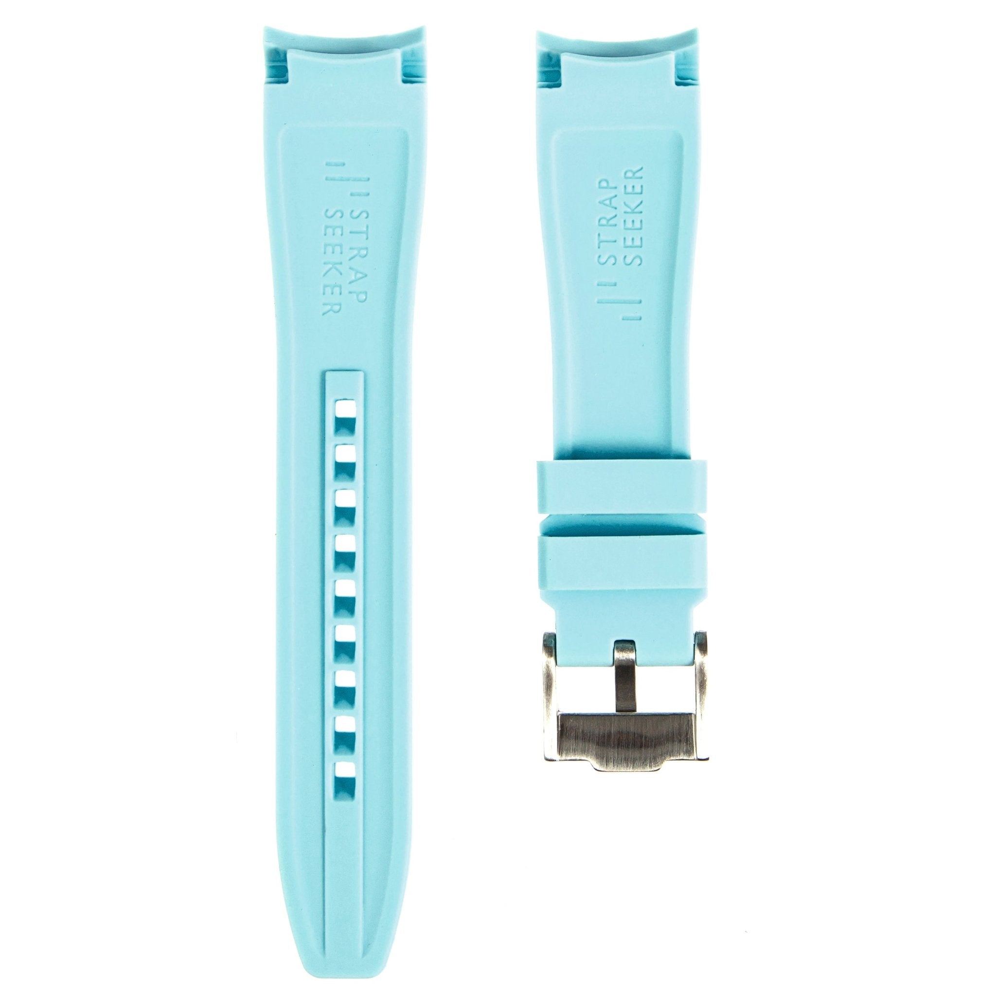Curved End Soft Silicone Strap - Sea Blue (2418) -StrapSeeker