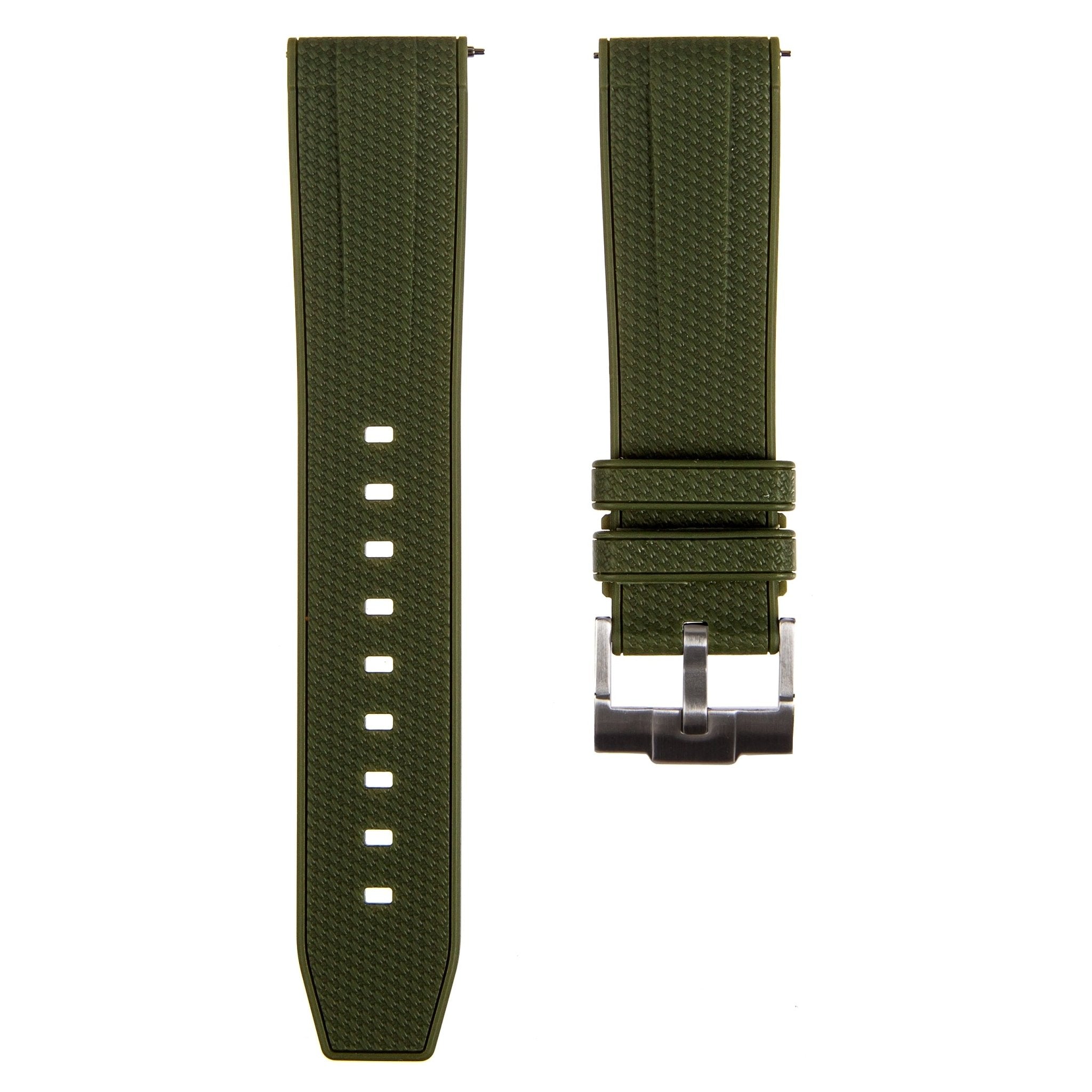 Flexweave Premium SIlicone Rubber Strap - Quick-Release - Compatible with Omega Moonwatch – Army Green (2423) -Strapseeker