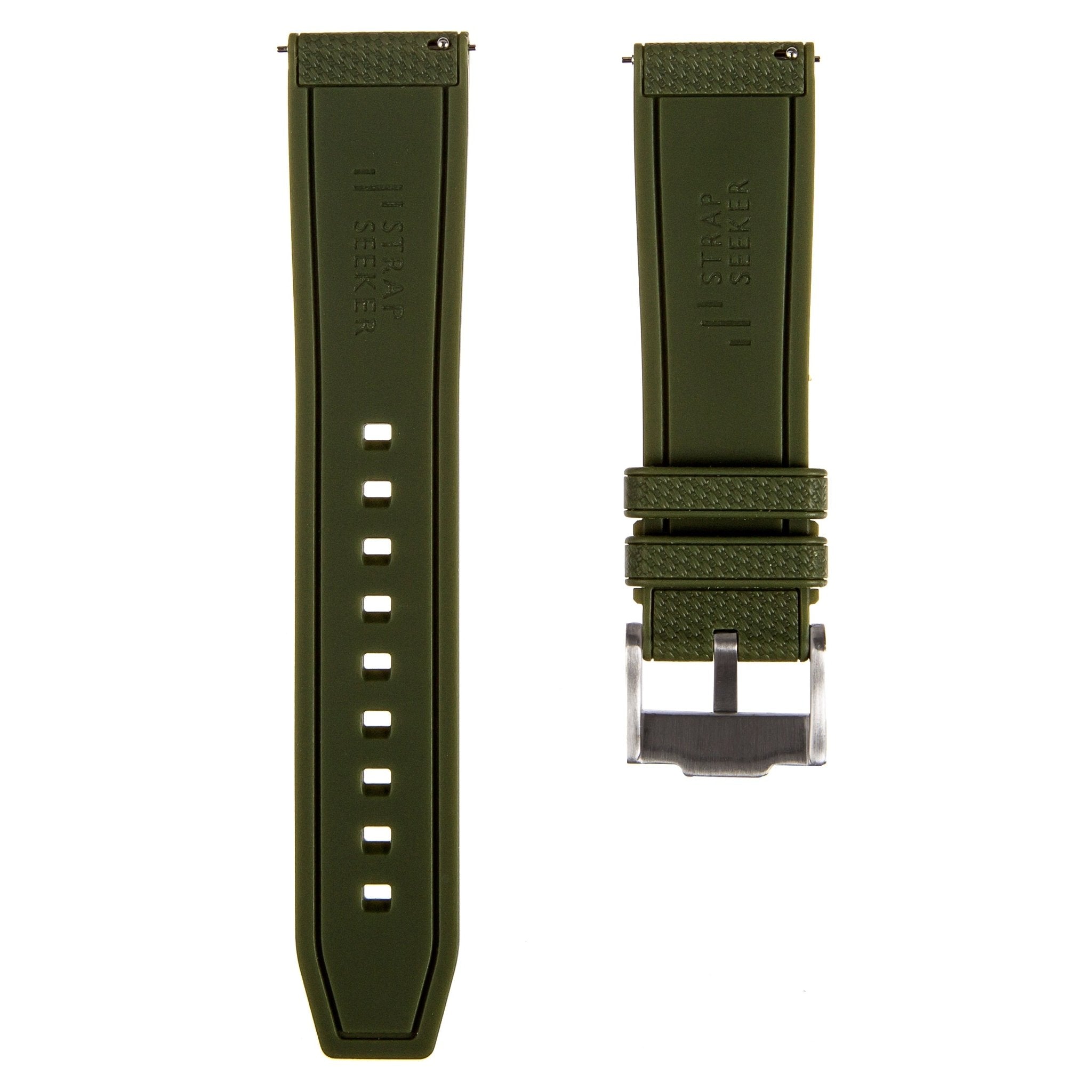 Flexweave Premium SIlicone Rubber Strap - Quick-Release - Compatible with Omega Moonwatch – Army Green (2423) -Strapseeker