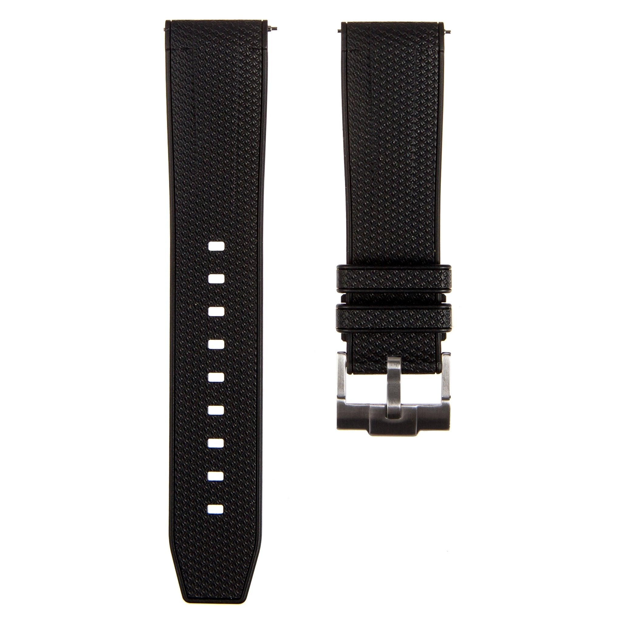 Flexweave Premium SIlicone Rubber Strap - Quick-Release - Compatible with Omega Moonwatch – Black (2423) -Strapseeker