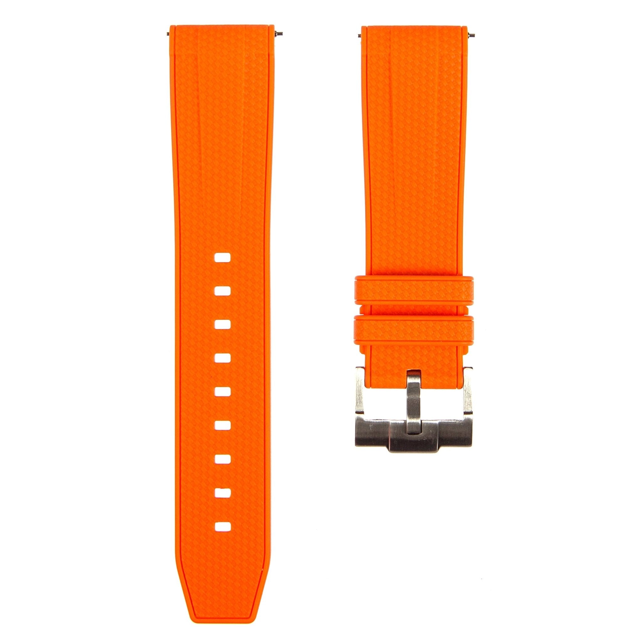 Flexweave Premium SIlicone Rubber Strap - Quick-Release - Compatible with Omega Moonwatch – Orange (2423) -Strapseeker