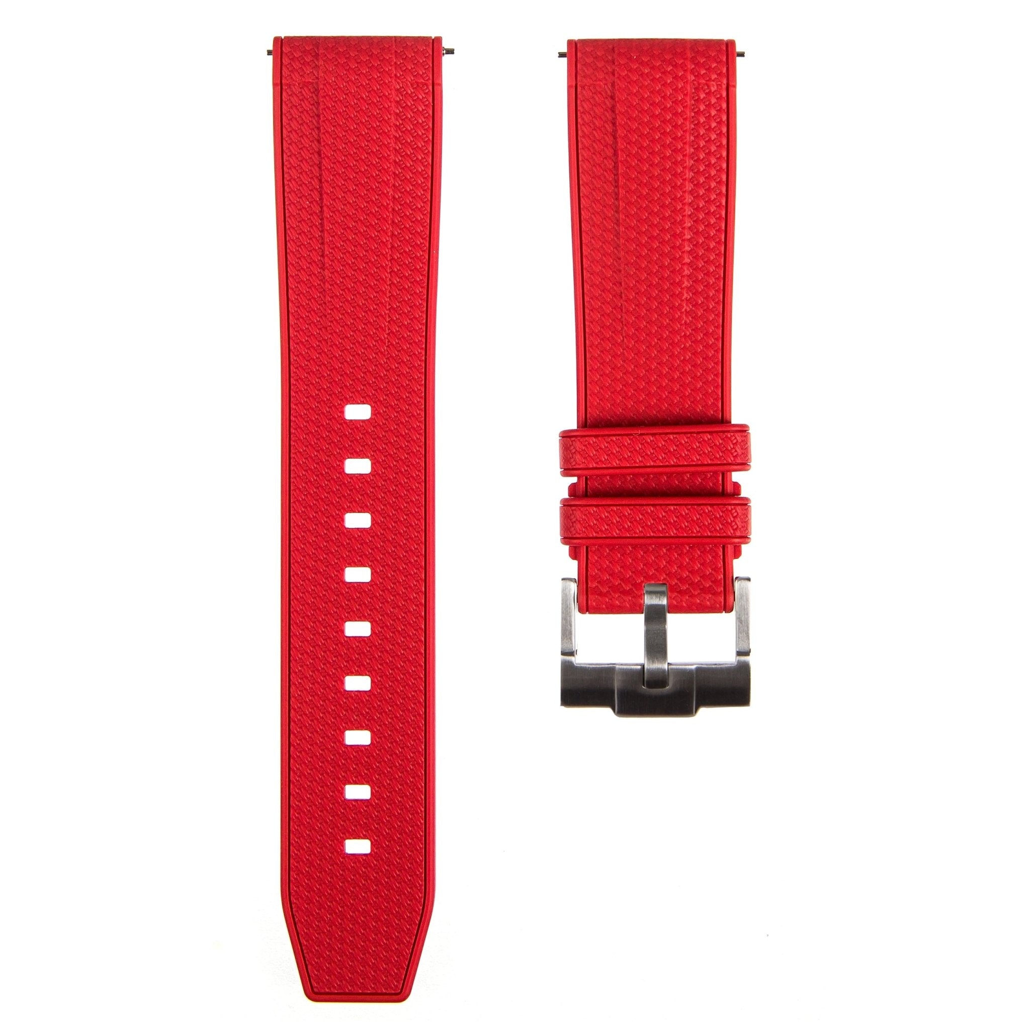 Flexweave Premium SIlicone Rubber Strap - Quick-Release - Compatible with Omega Moonwatch – Red (2423) -Strapseeker