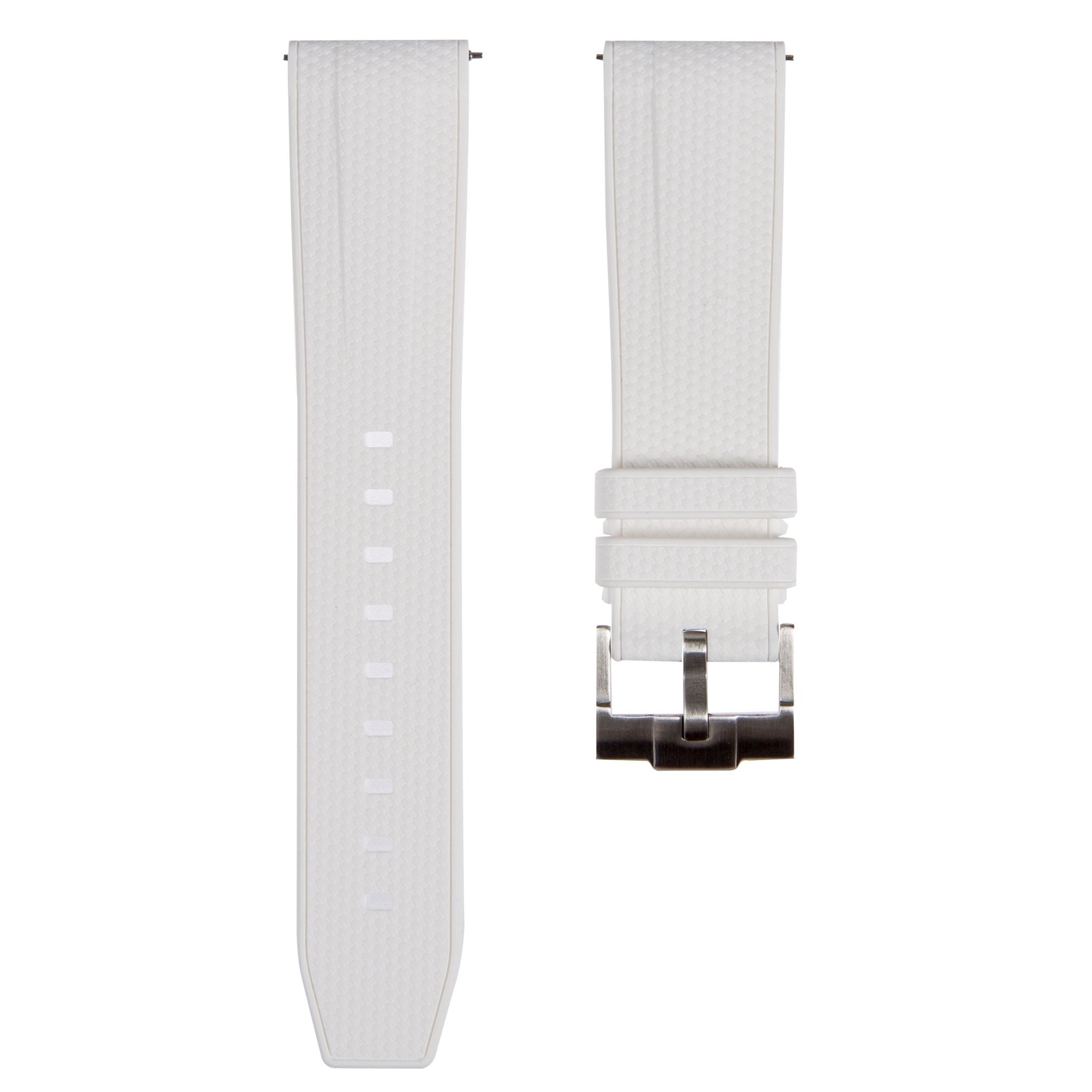 Flexweave Premium SIlicone Rubber Strap - Quick-Release - Compatible with Omega Moonwatch – White (2423) -Strapseeker