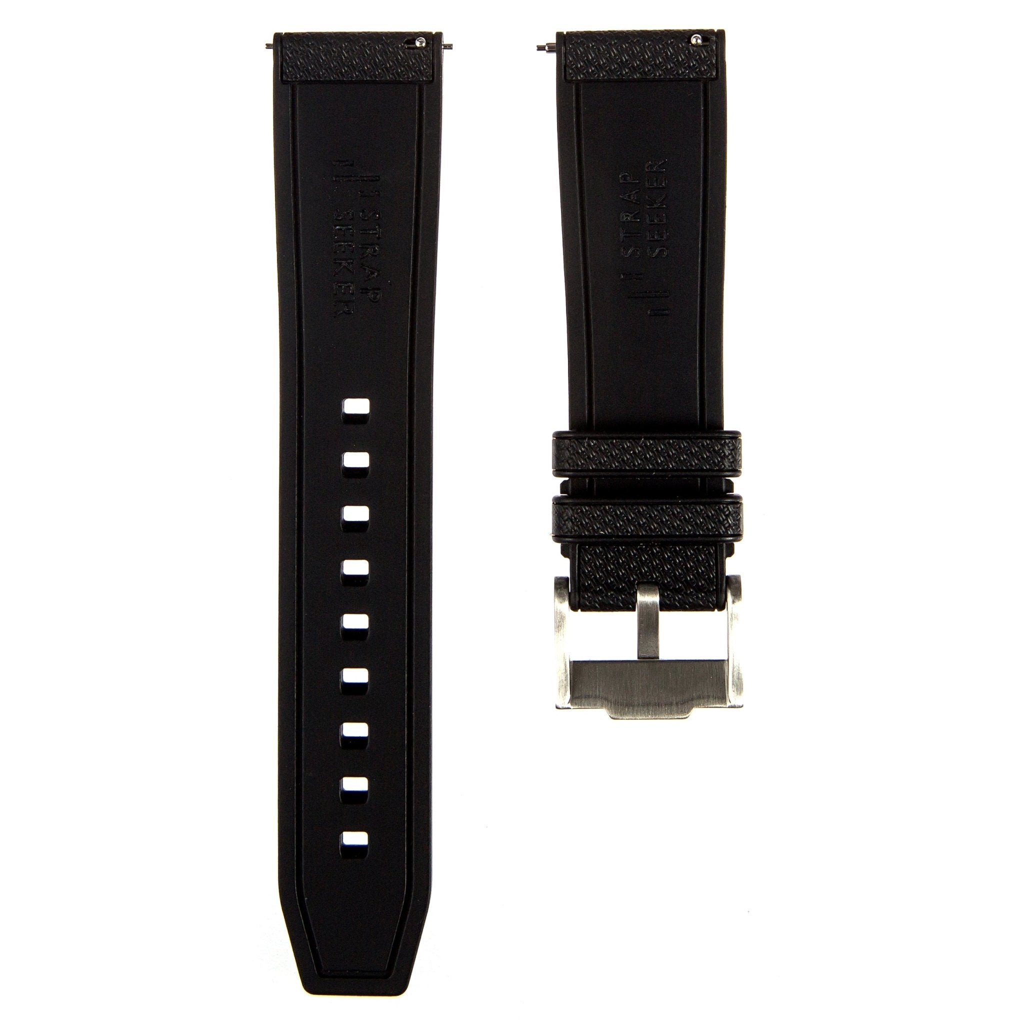 Flexweave Premium SIlicone Rubber Strap - Quick-Release - Compatible with Omega x Swatch – Black (2423) -Strapseeker