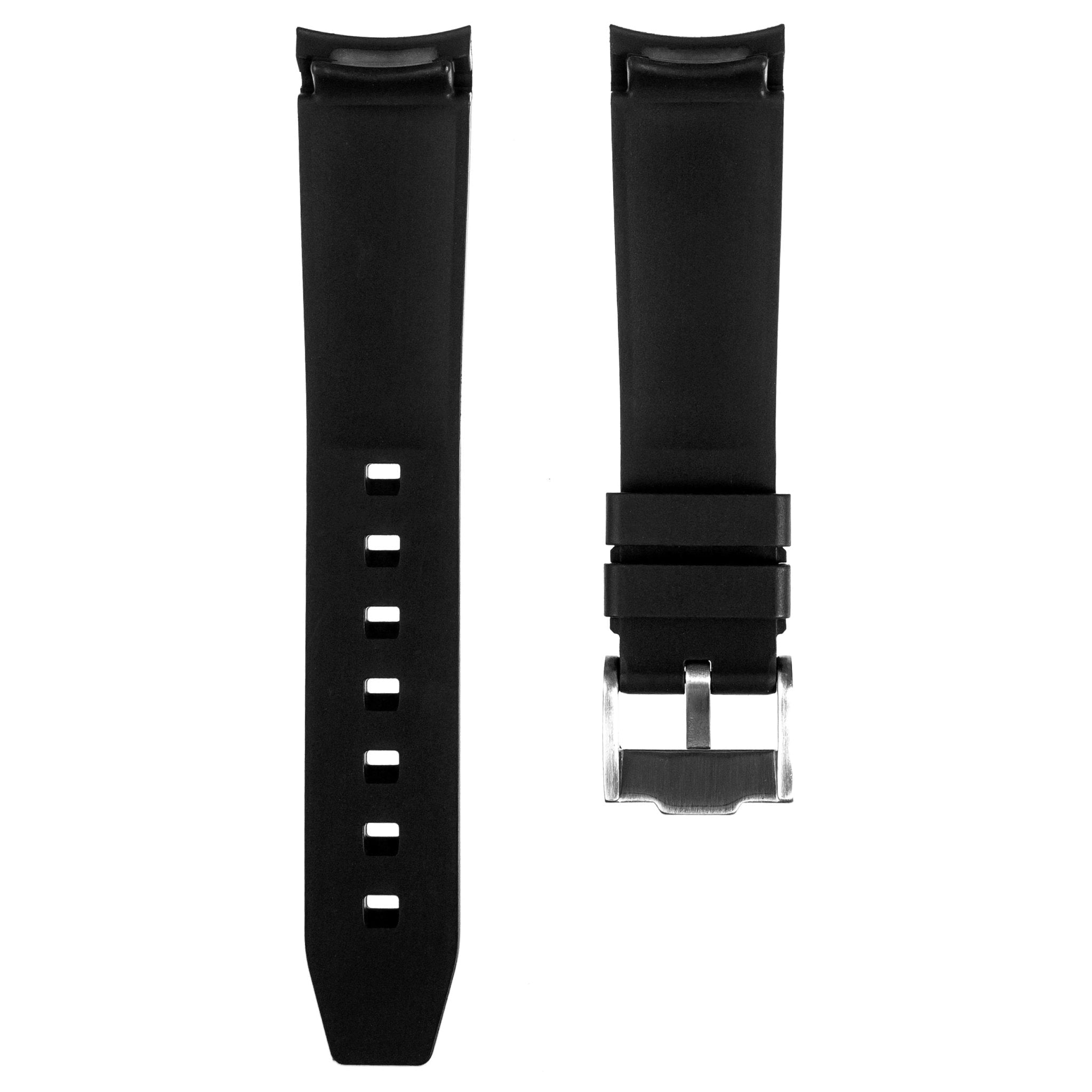 Forge Curved End FKM Rubber Strap – Compatible with Omega Moonwatch – Black (2421) -Strapseeker