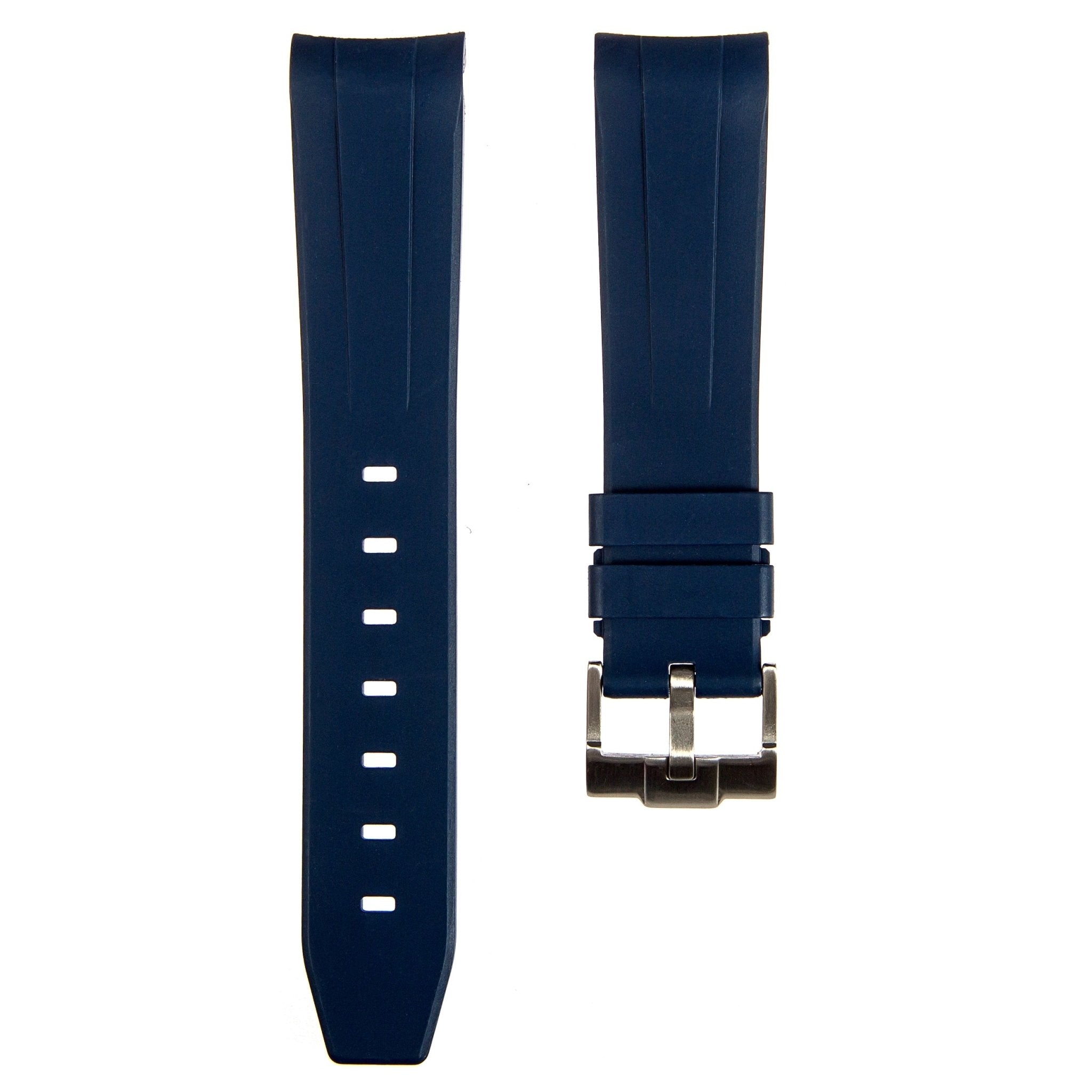 Forge Curved End FKM Rubber Strap – Compatible with Omega Moonwatch – Navy (2421) -Strapseeker