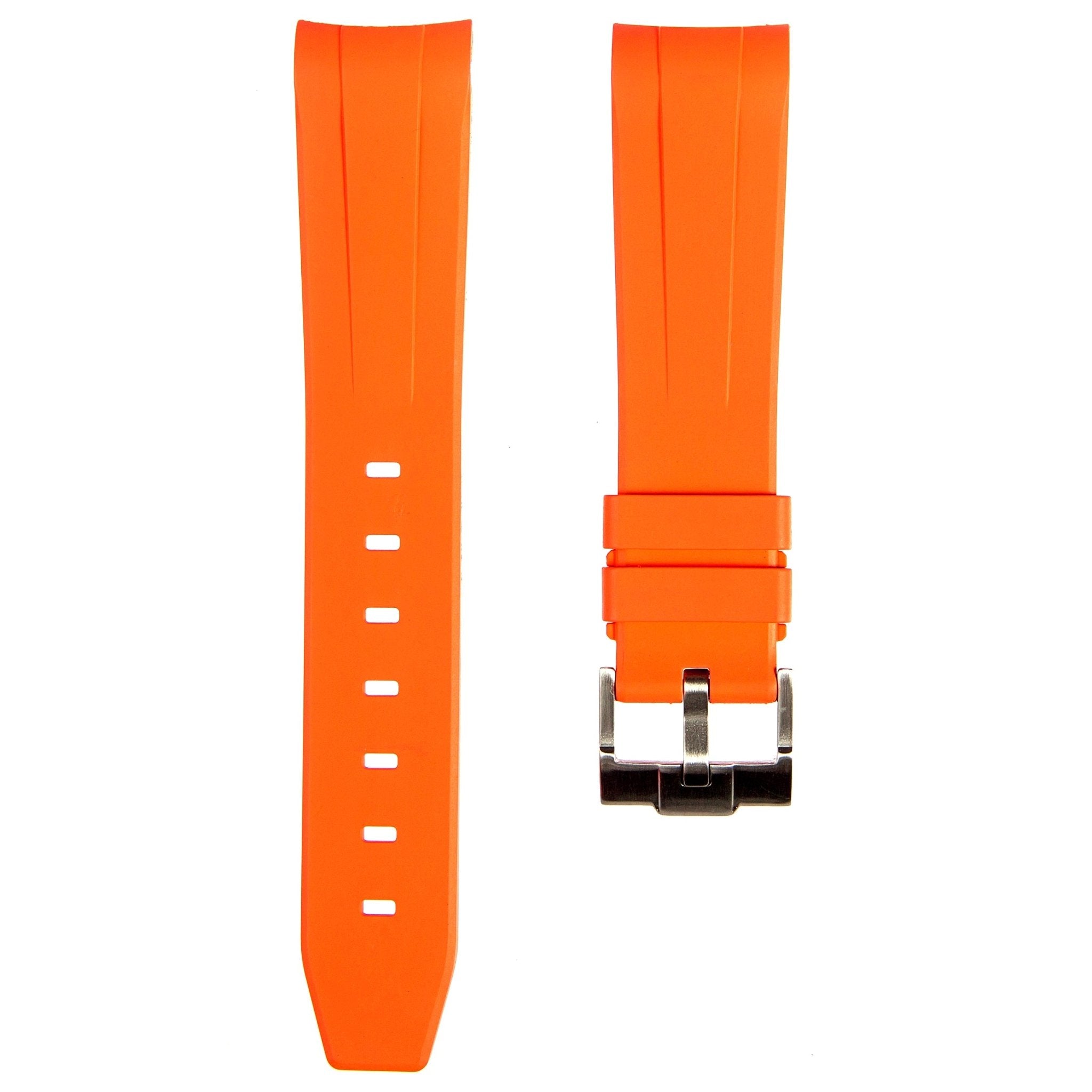 Forge Curved End FKM Rubber Strap – Compatible with Omega Moonwatch – Orange (2421) -Strapseeker